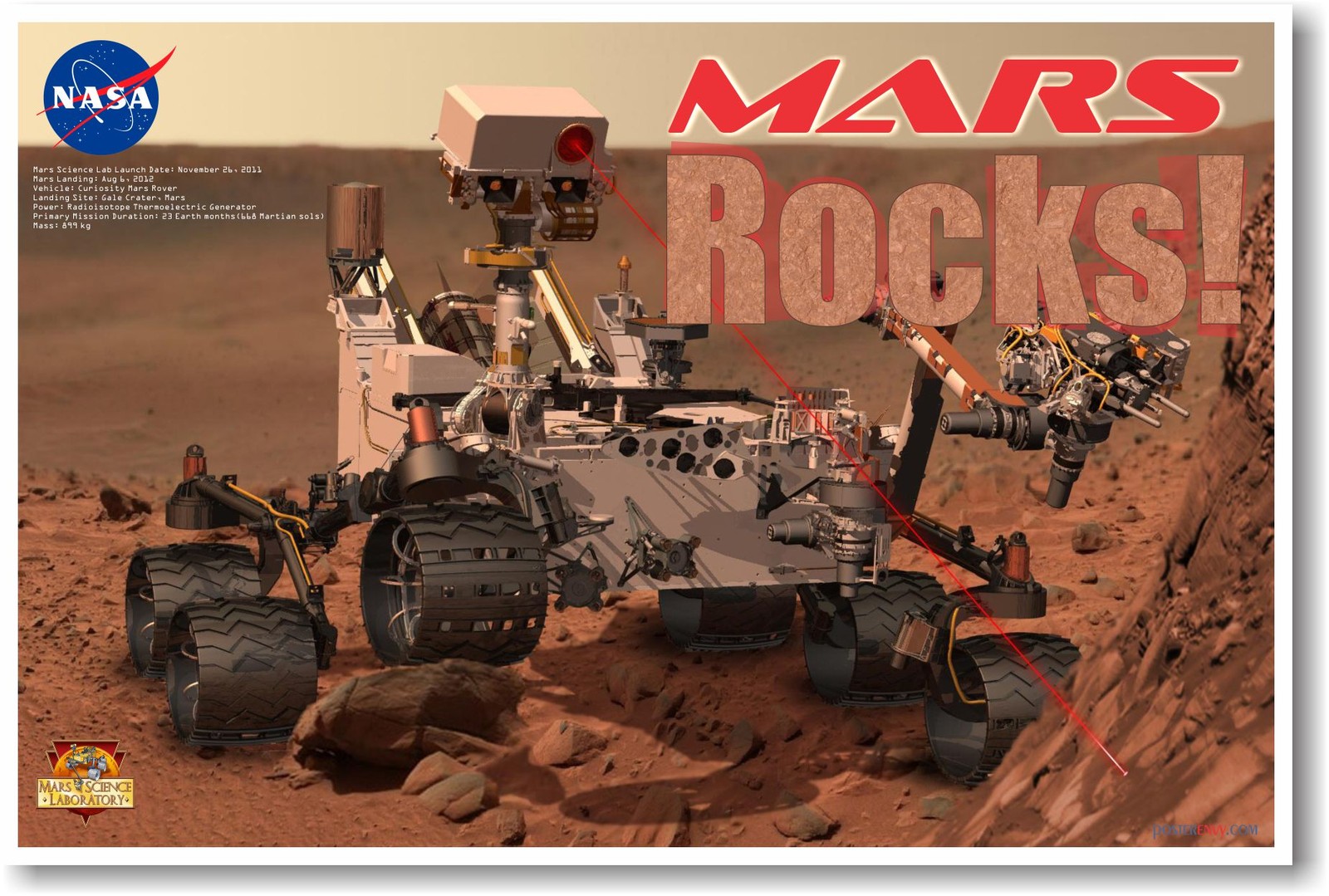 Mars Rocks! Curiosity Rover NEW EDUCATION CLASSROOM SCIENCE SPACE POSTER