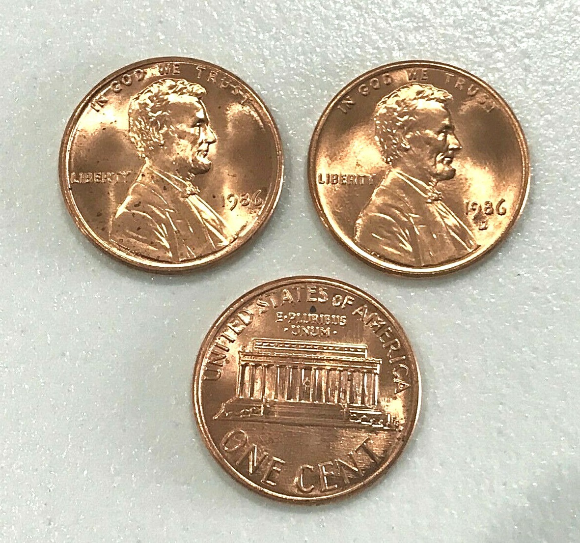 1986 P D S Lincoln Memorial  Cent  BU  Red  US  Coins  + Proof