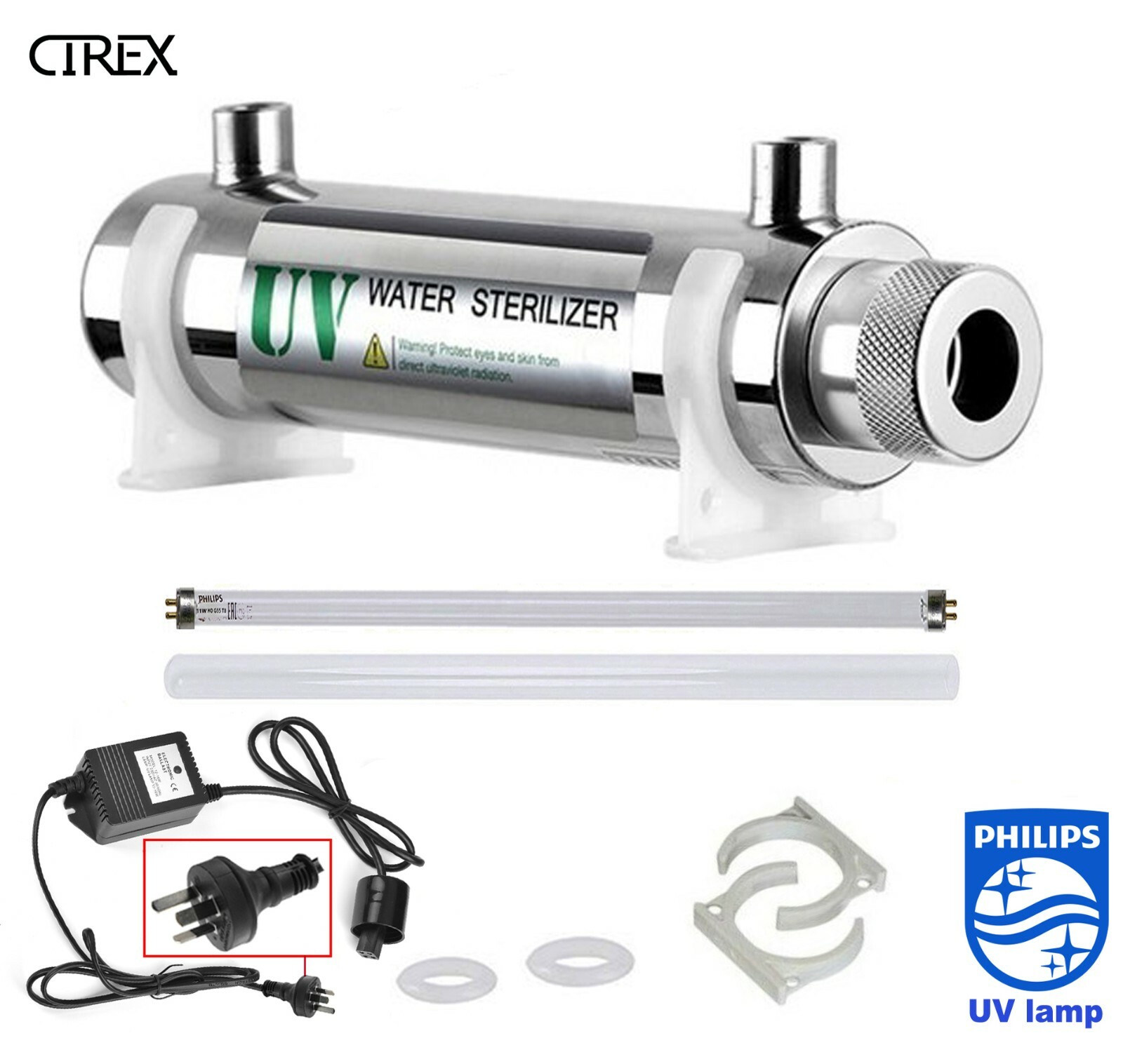 Ultraviolet Water Steriliser Treatment System 11 W  227LPH 304SS Philips Lamp