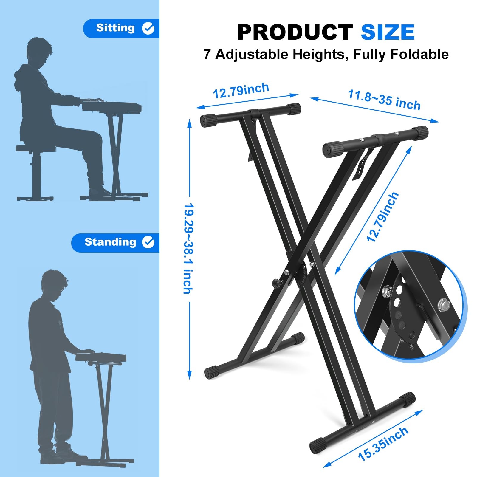 Height Adjustable Keyboard Stand With Quick Release Mechanism - Double X Foldabl