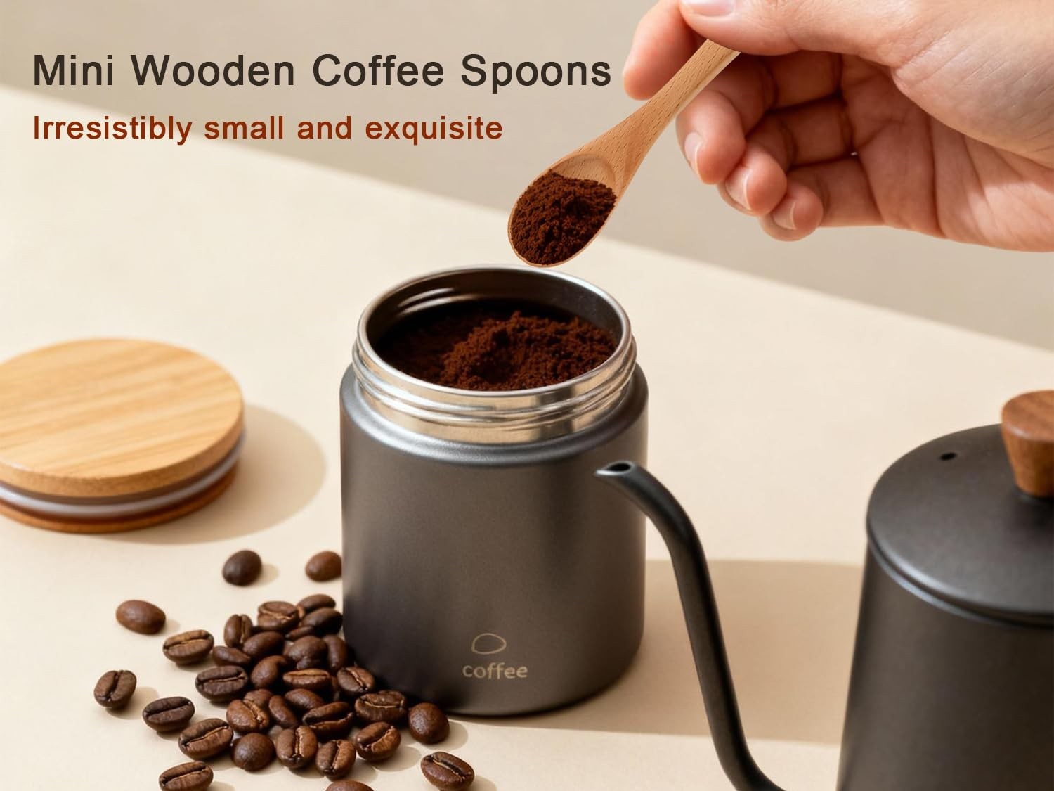 6 Piece Small Wooden Spoons Set - Premium Beech Multiple Sizes, Light Brown