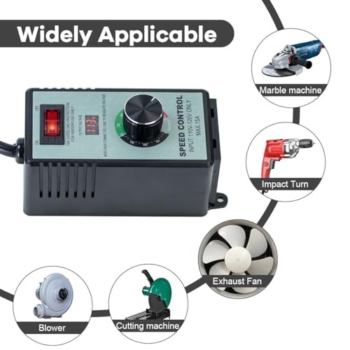AC Motor Variable Speed Controller 120V 12A, LED Voltage Display Power
