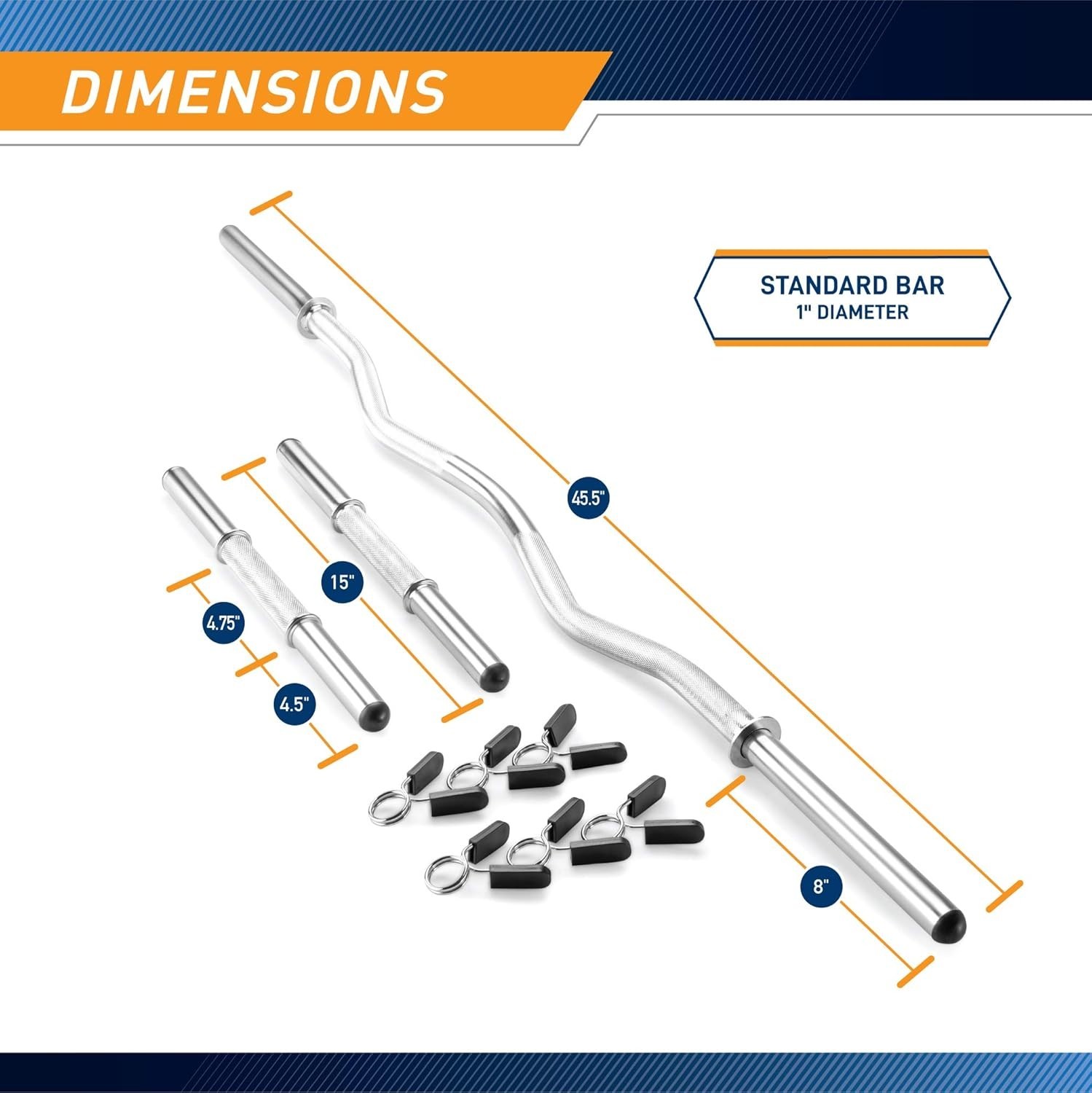 Hollow Curl Bar and Dumbbell Handle Set with Spring Collars