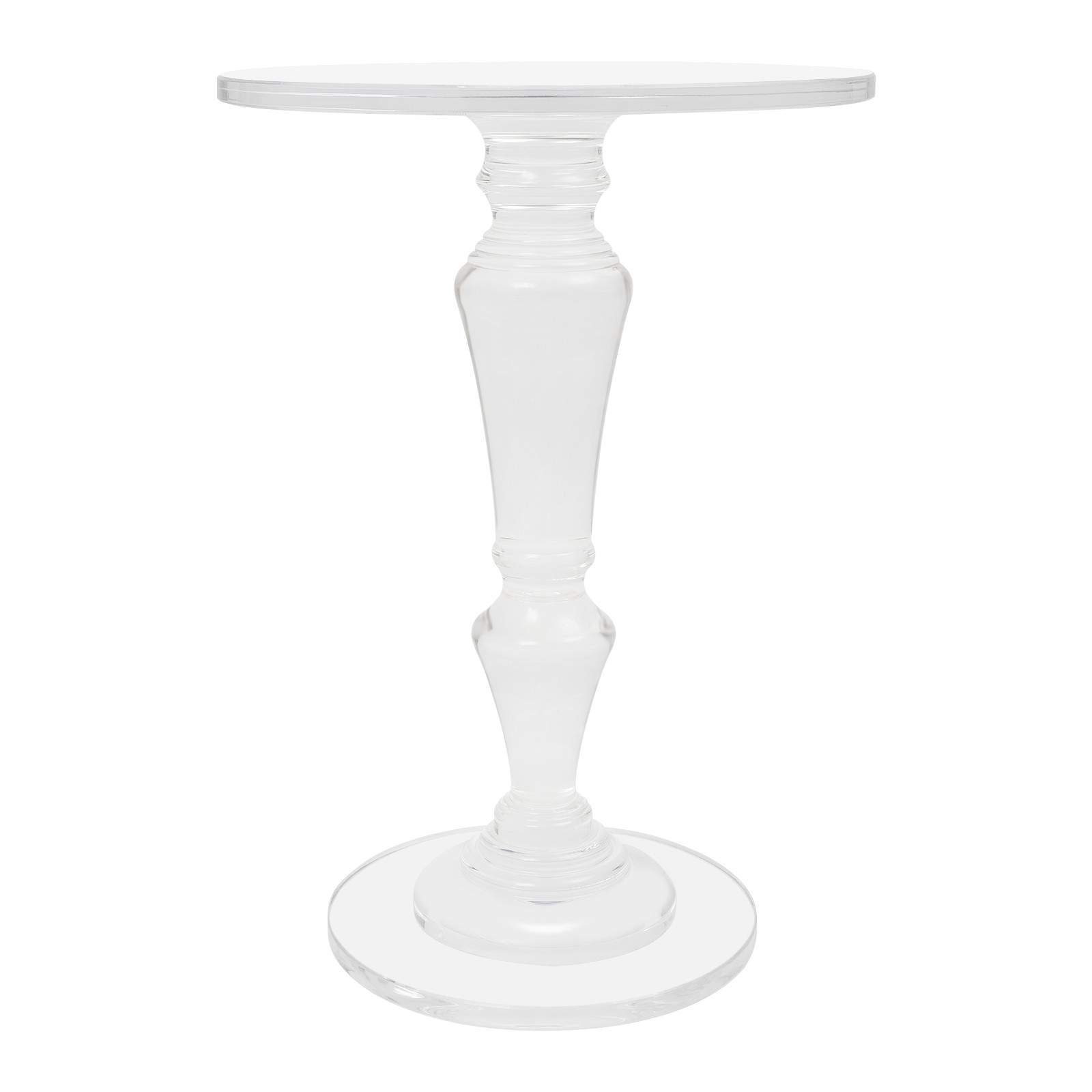 Clear Acrylic Side Table Round Ende Table Drink Table for Small Space 13.8"x19”