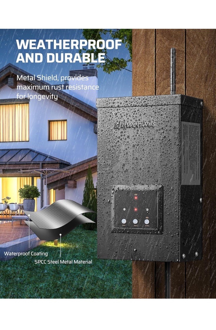 DEWENWILS 200W Wi-Fi Low Voltage Transformer with Schedule & Timer Black HWLT04A