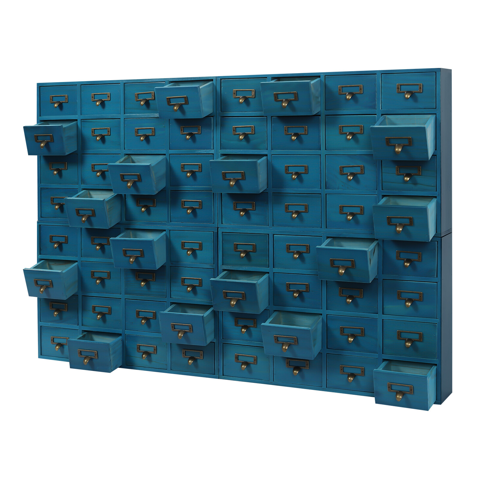 4 PCS*16-Drawer Blue Cabinets Rectangle Storage Cabinet 64-Drawer Storage Box