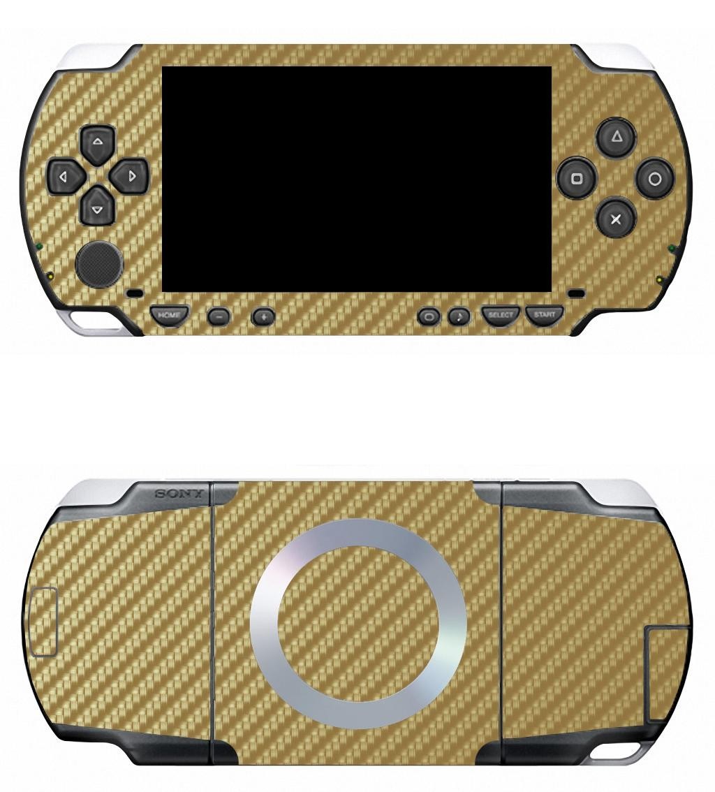 Golden Carbon Fiber Vinyl Decal Skin Sticker Cover for Sony PSP 1000