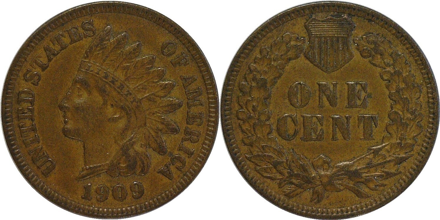 1909 1C Indian Head Cent AU