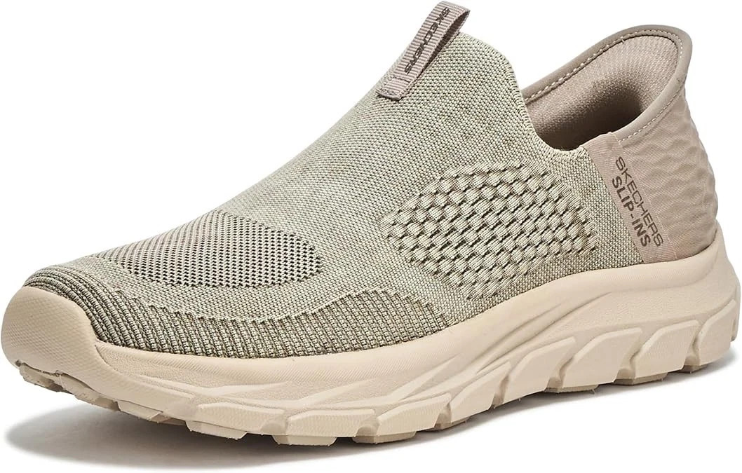 Taupe Slip Ins Skechers Shoes Men's Cushion Casual Memory Foam Hands Free 205466