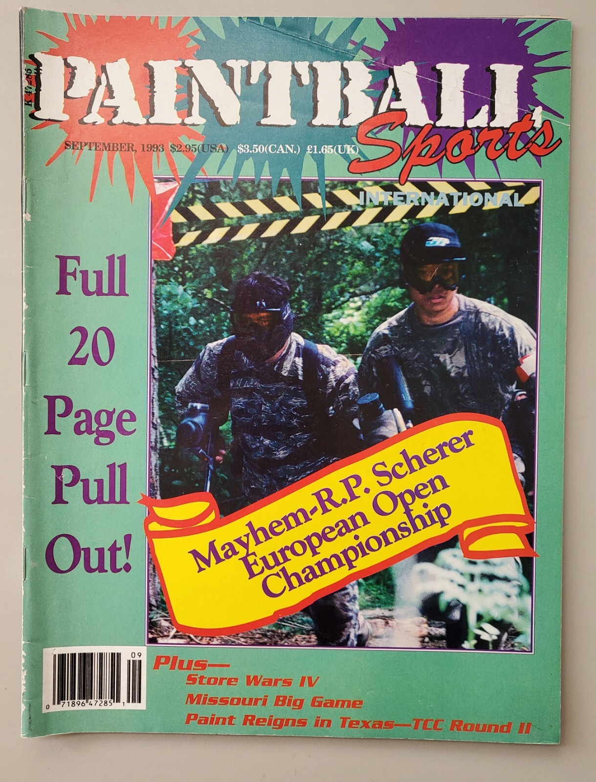 Priced to Sell Paintball Sports Magazine Sept 1993 Mayhem Masters 20 page pullou