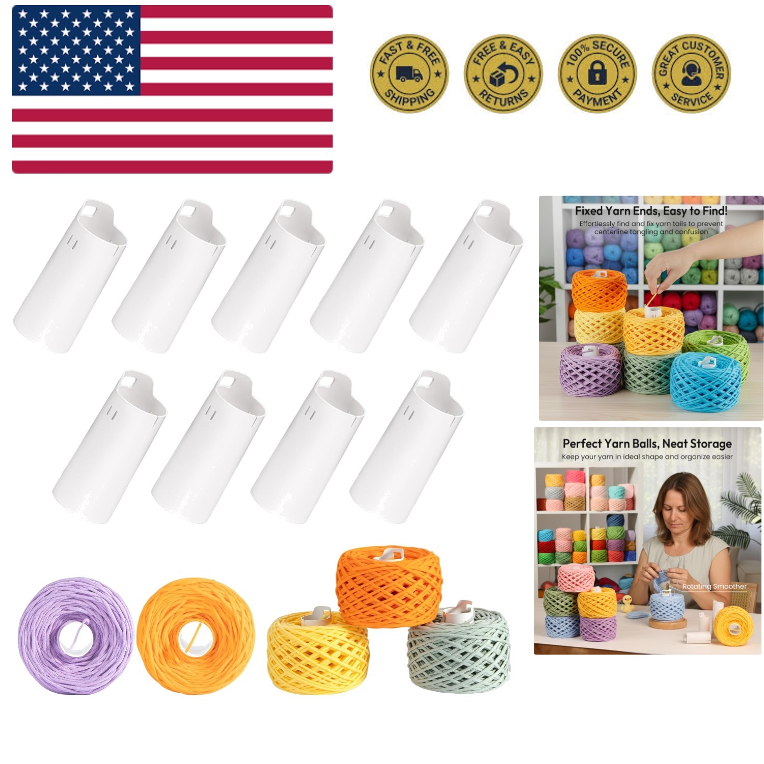 9pcs Yarn Ball Tube for Electric Yarn Winder M1, Reusable ABS Yarn Cake Tube ...