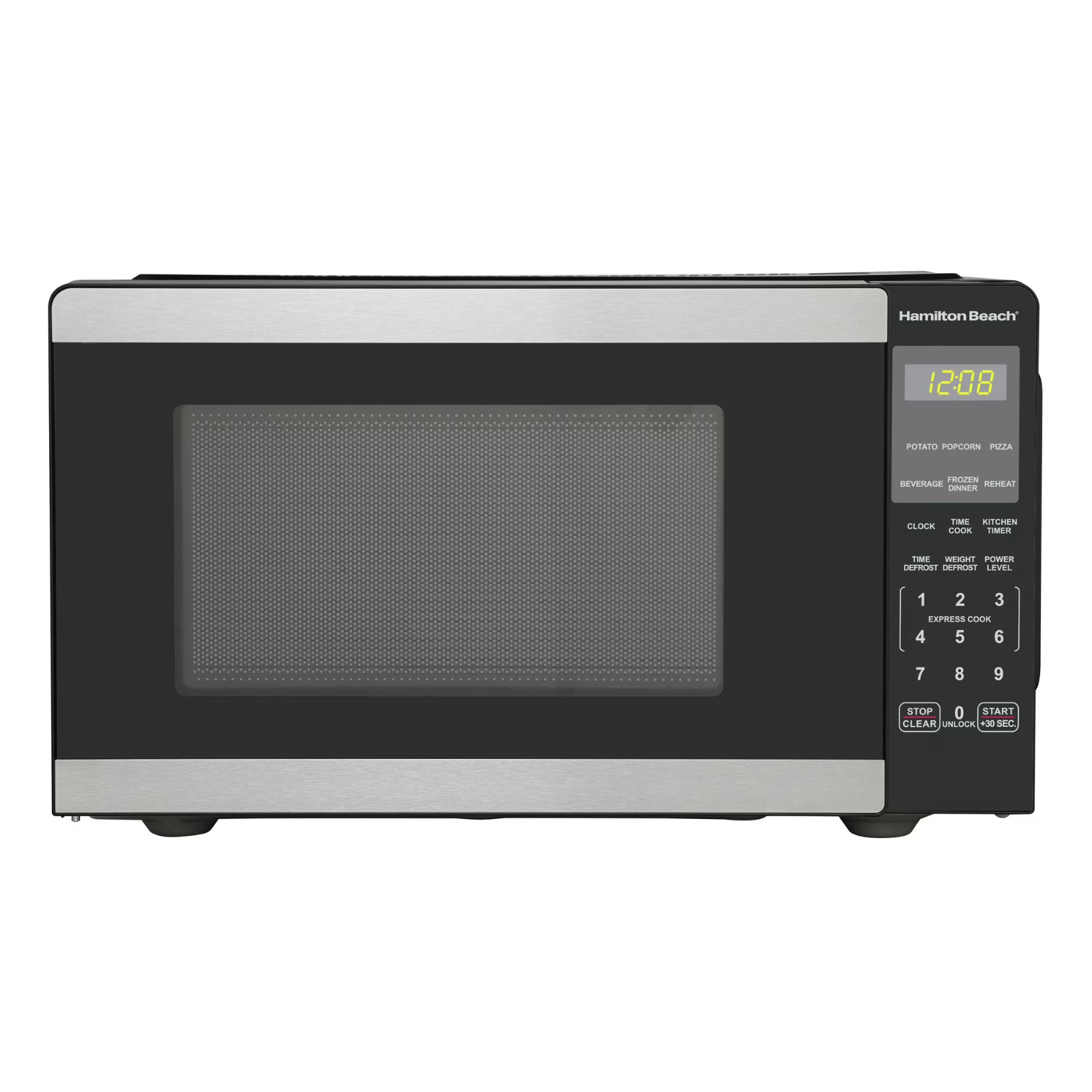 Hamilton Beach 0.9 Cu ft Countertop Microwave Oven, 900 Watts, Stainless Steel,N
