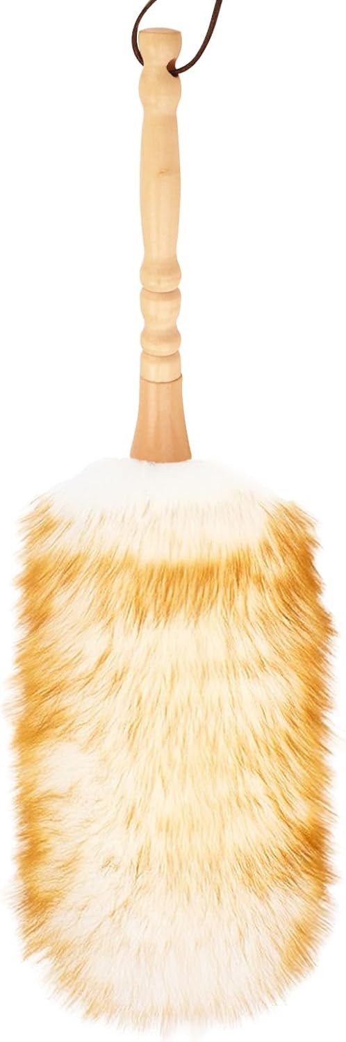 Lbswool Duster with Solid Wooden Handle, Leather Hang Strap, fortable