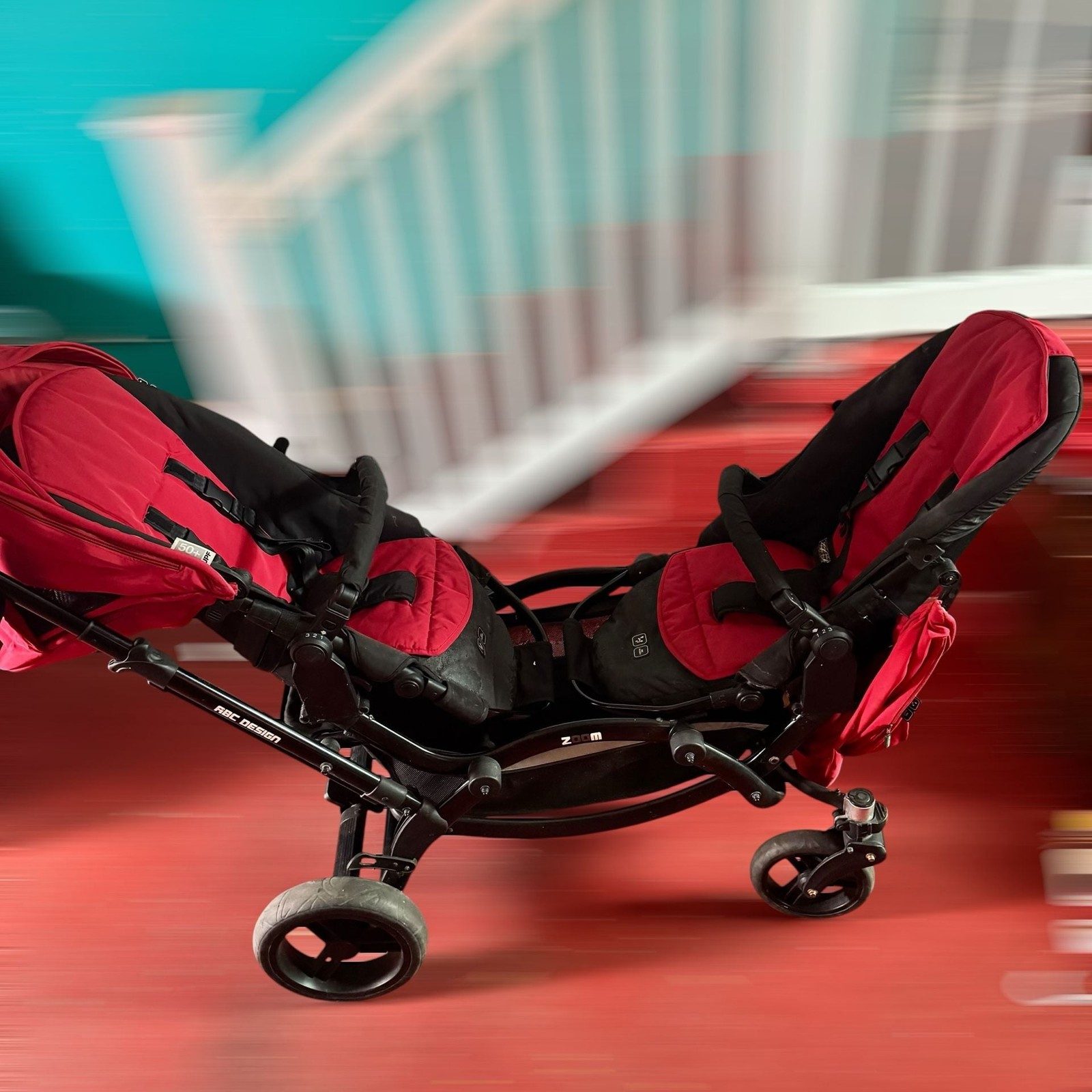 ABC Design Zoom Twin/Tandem Stroller in Red