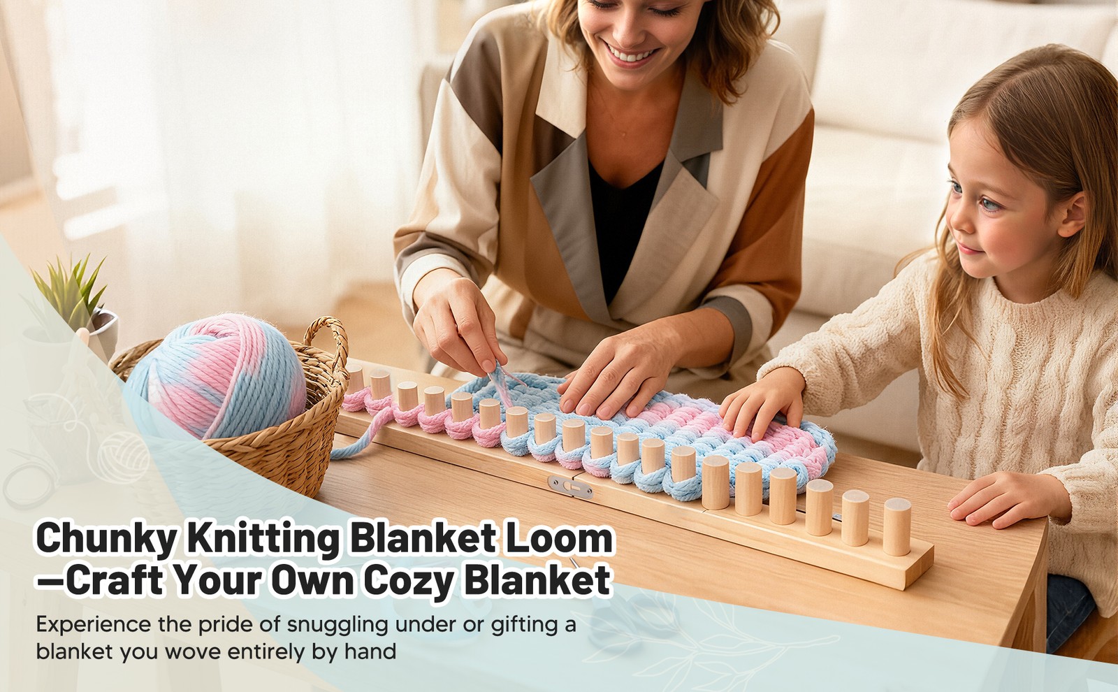 Chunky Yarn Blanket Loom Hand Knitting Adjustable