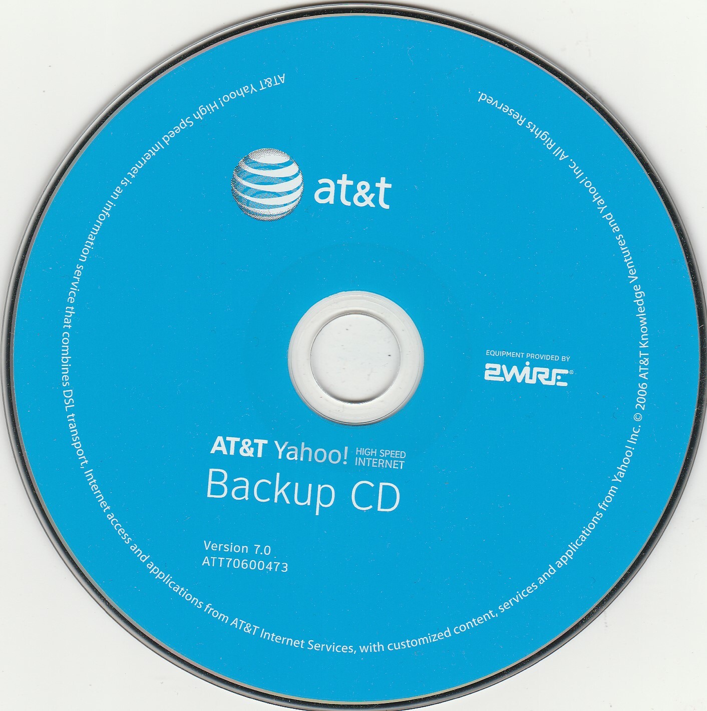 at & t Yahoo! Backup CD by 2Wire ~ 2006