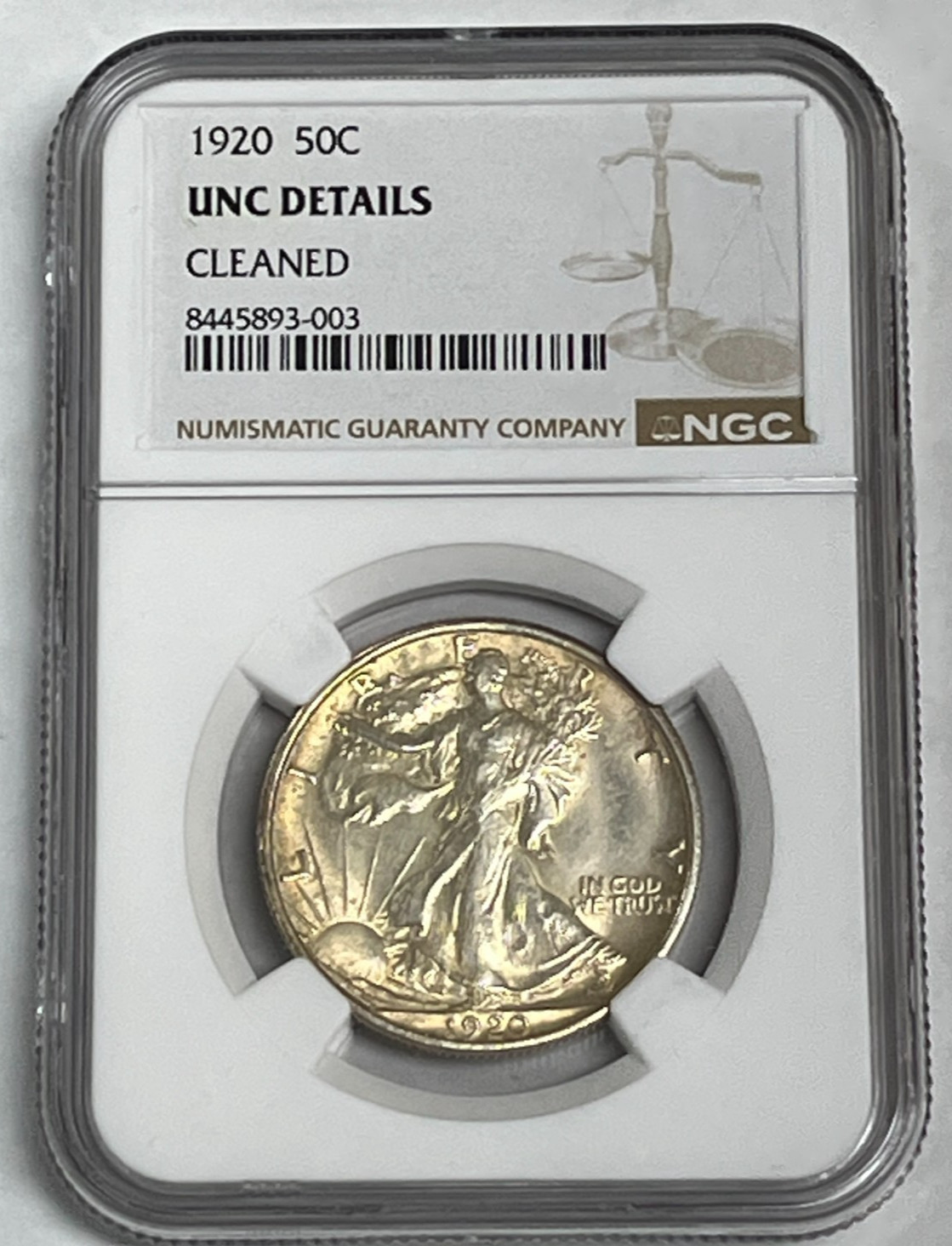 1920 Walking Liberty Half Dollar 50C NGC Unc. Details