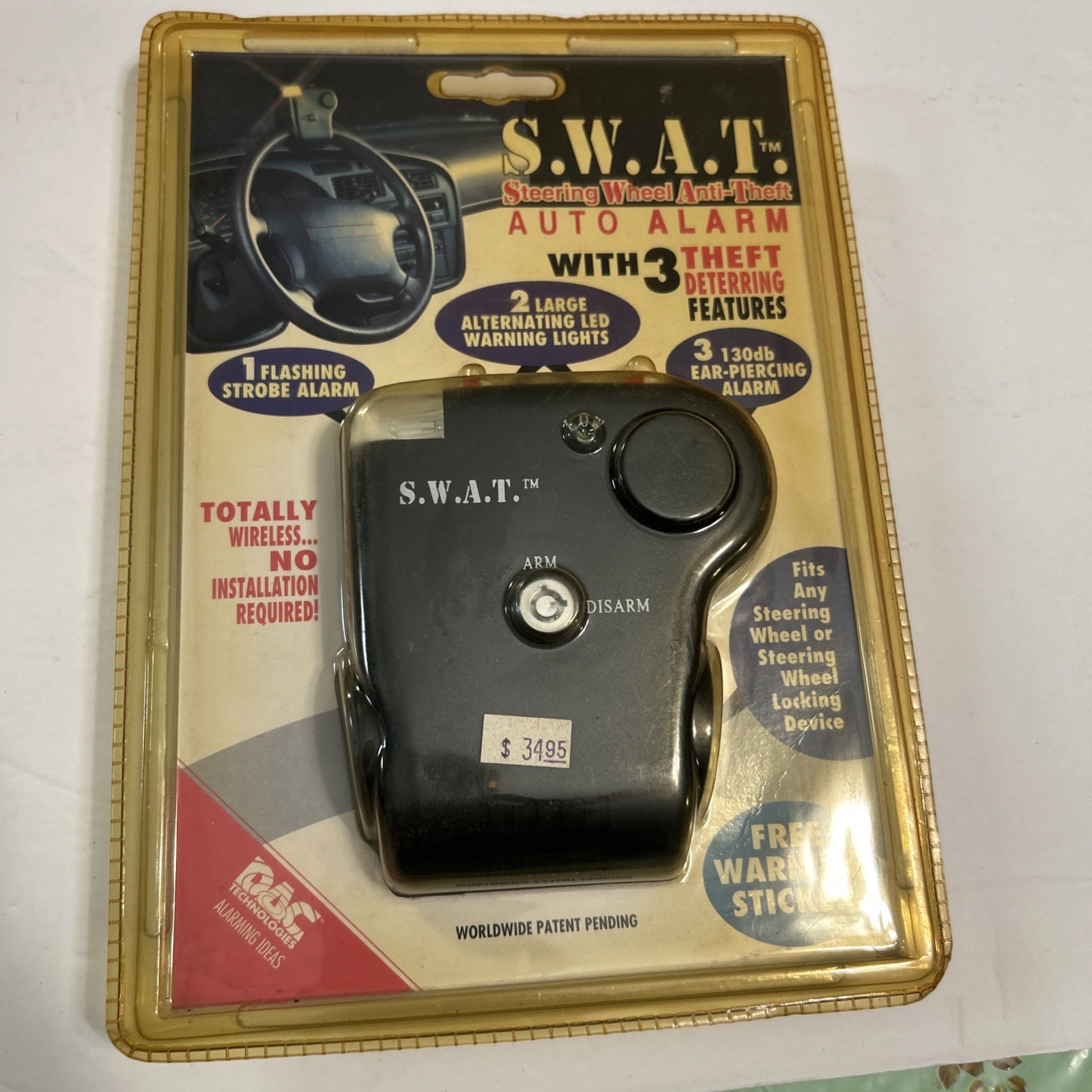 S.W.A.T. Steering Wheel AntiTheft Auto Alarm With 3 Theft Deterring Features-S