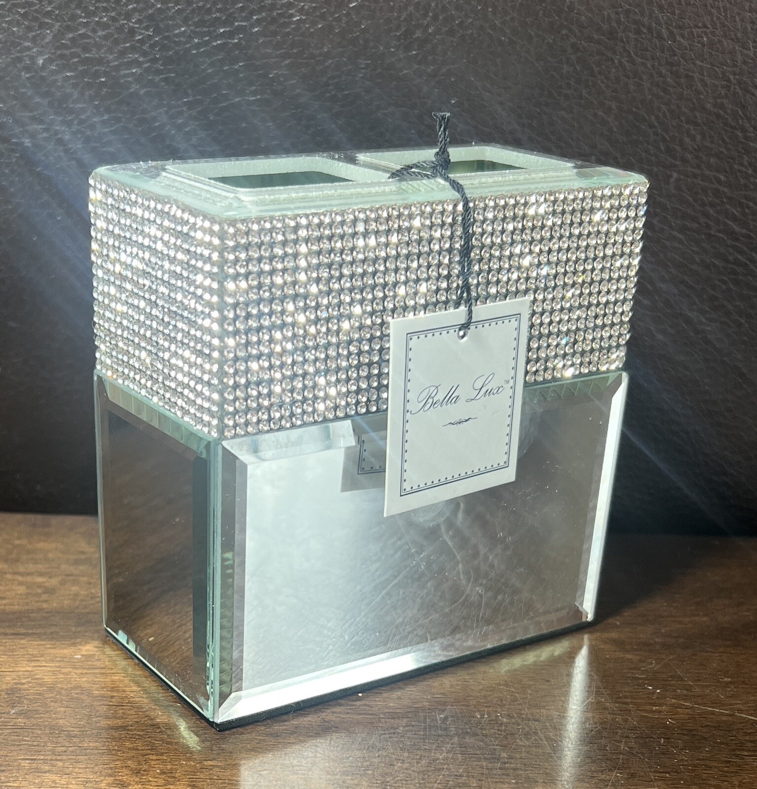 BELLA LUX NEW!!! 4” Rhinestone Mirror MAKEUP BRUSH Bath Accessory Vanity Holder