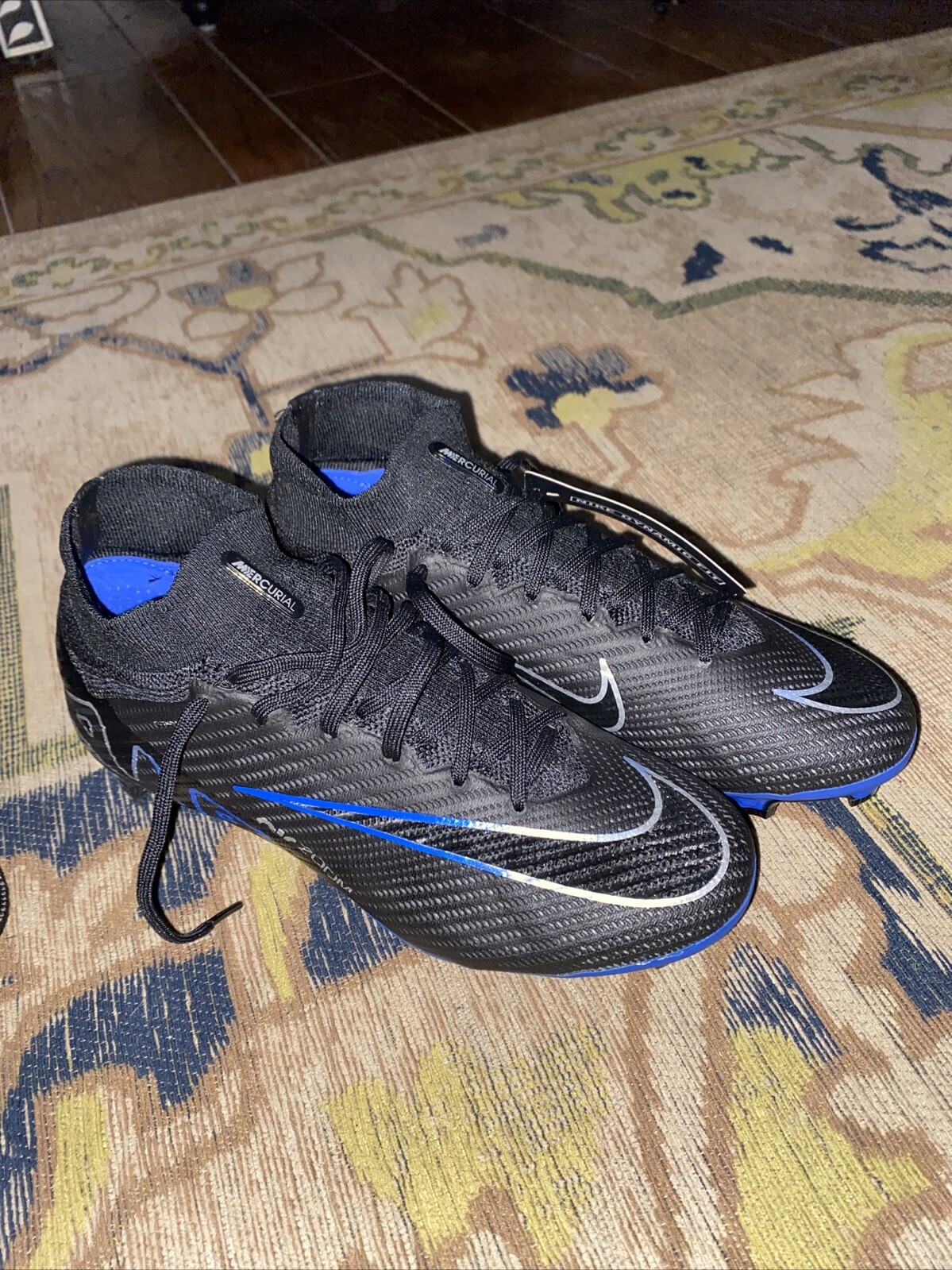Nike Air Zoom Mercurial Superfly 9 Elite FG Soccer Shoes, Size 6, Black/Royal