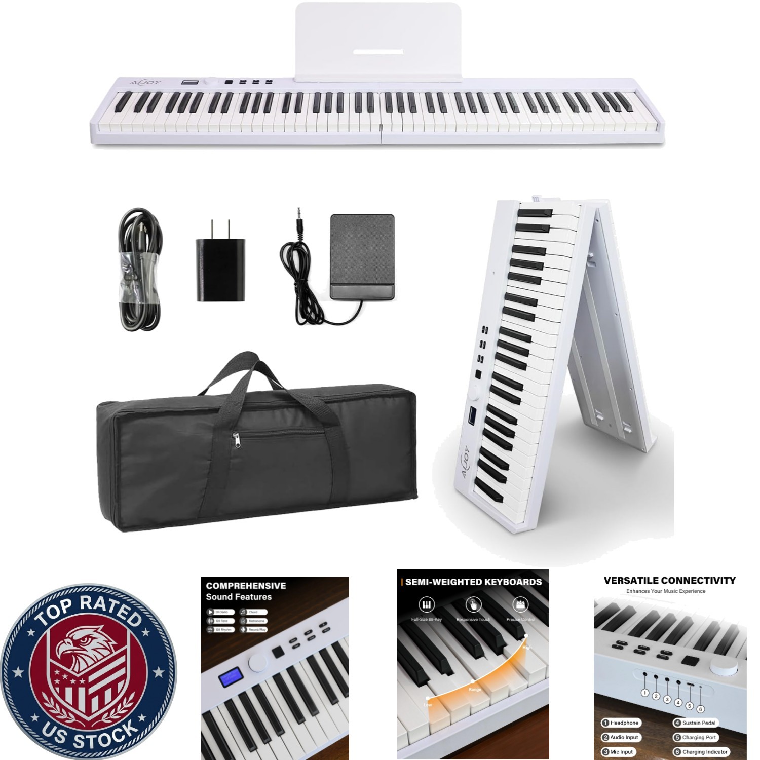 All-in-One Portable 88-Key Piano with Carry Bag - Ideal for Beginners and Travel