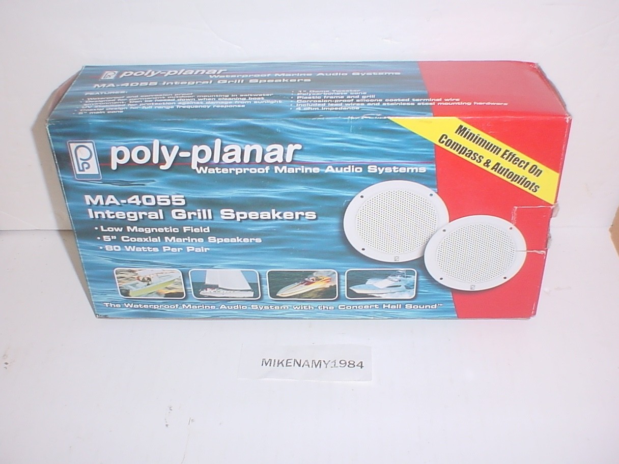 Poly-Planar 5" 80 Watt MARINE Speakers - White MA4055WS Waterproof Speakers PAIR