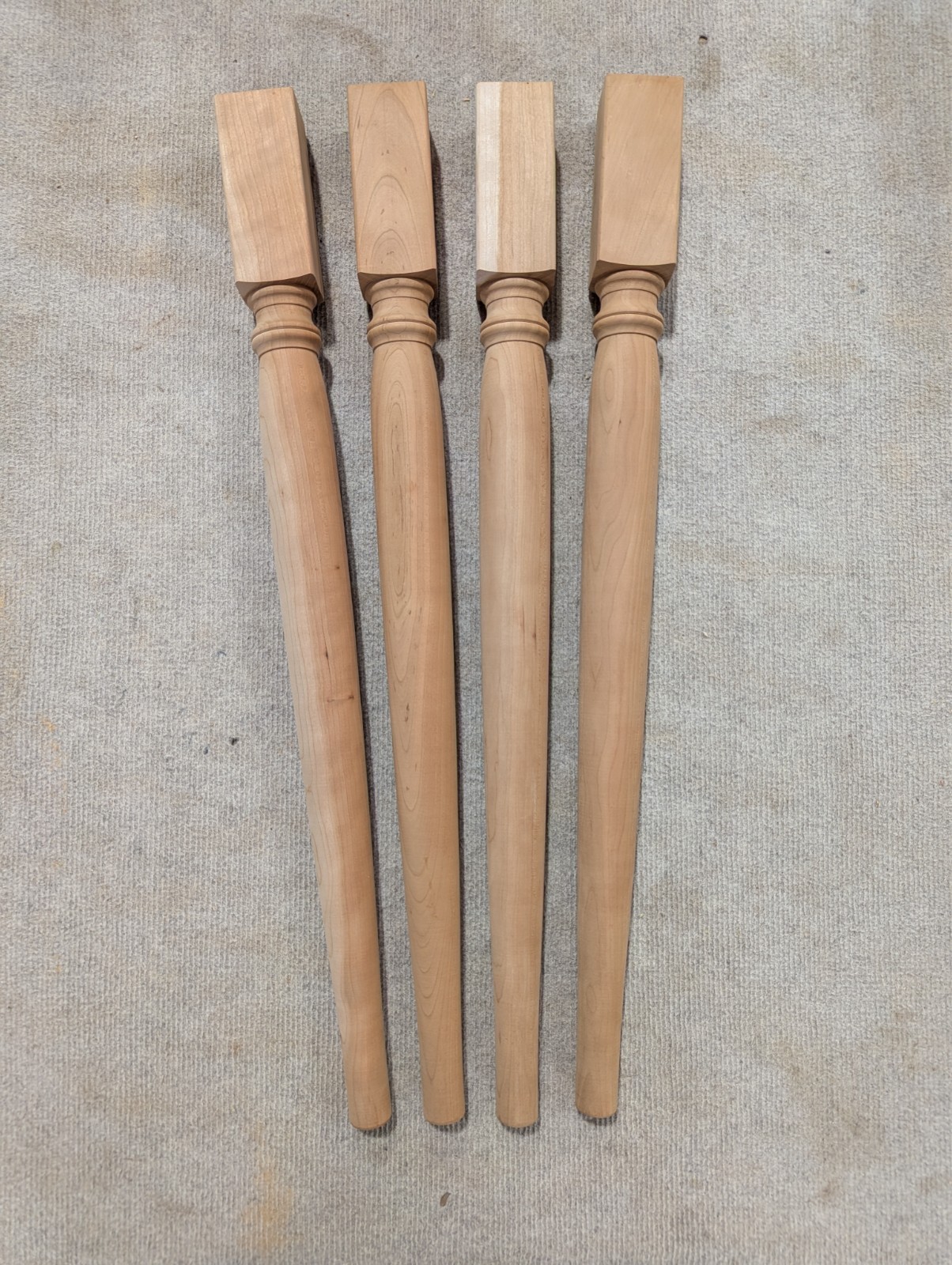 Set of Four Cherry Dining Table Legs Straight Turned 29-30 New Old Stock