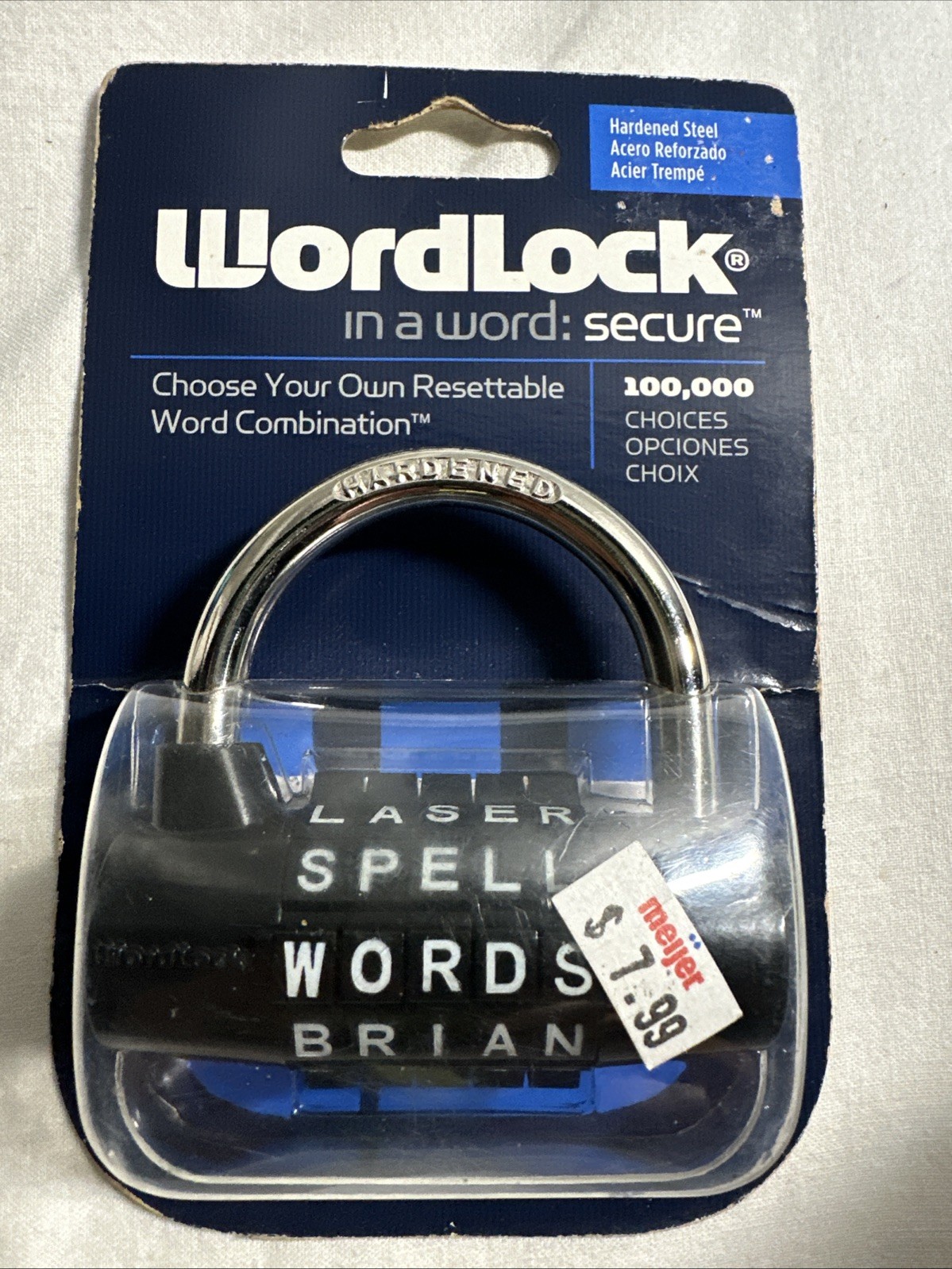 WordLock Resettable Word Combination Padlock 2.5in Hardened Steel NEW Sealed