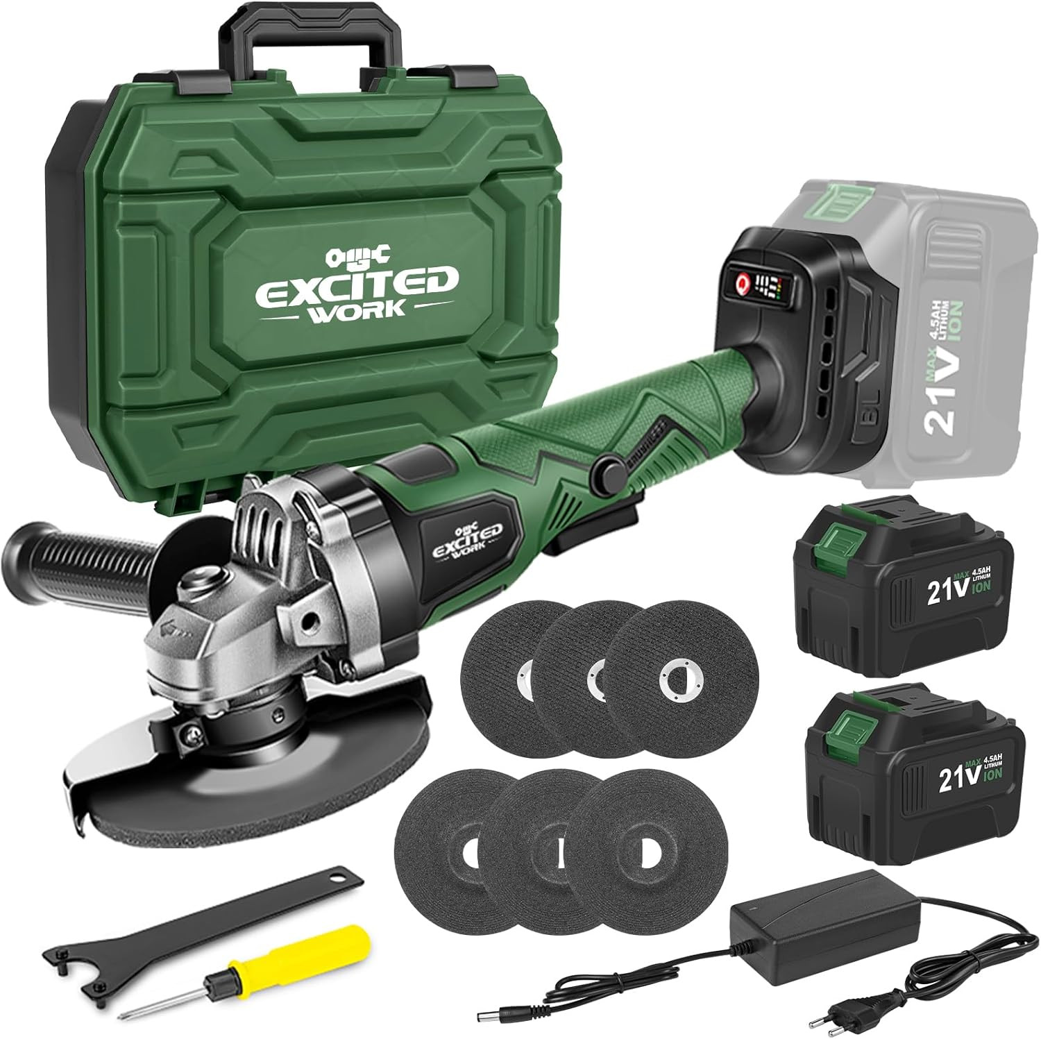 Brushless Angle Grinder, 20V 5-Inch Cordless Power Tool | Includes 2 X 4.5Ah Bat