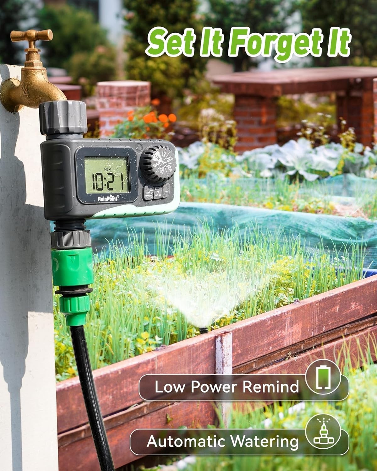 Large Display Watering Timer with Customizable Modes - Perfect for Gardens