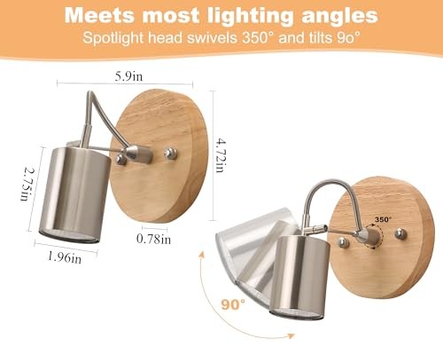 2 Pack Ceiling Spotlights Indoor with Rotatable Adjustable Light Nickel-2pack