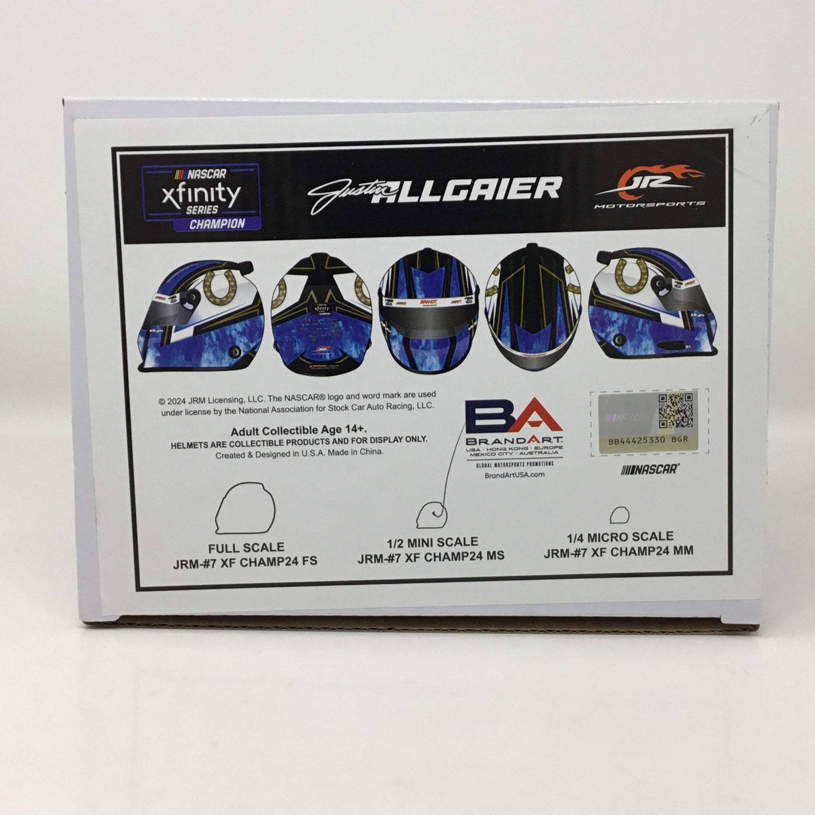 Justin Allgaier Xfinity Champion 1/2 Mini Scale Helmet