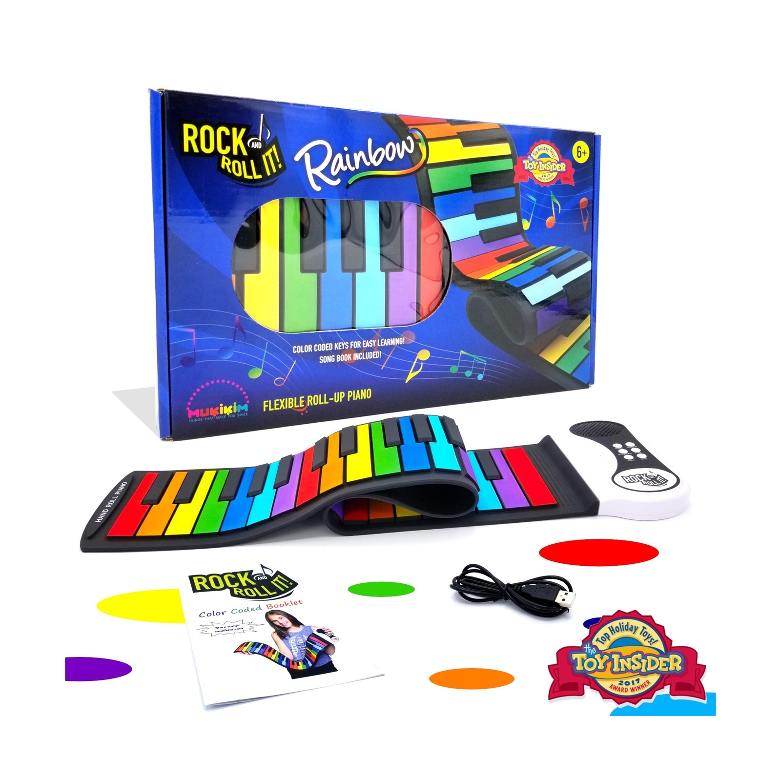 Rock and Roll It - The Original Rainbow Piano. Roll Up Flexible Piano Keyboar...
