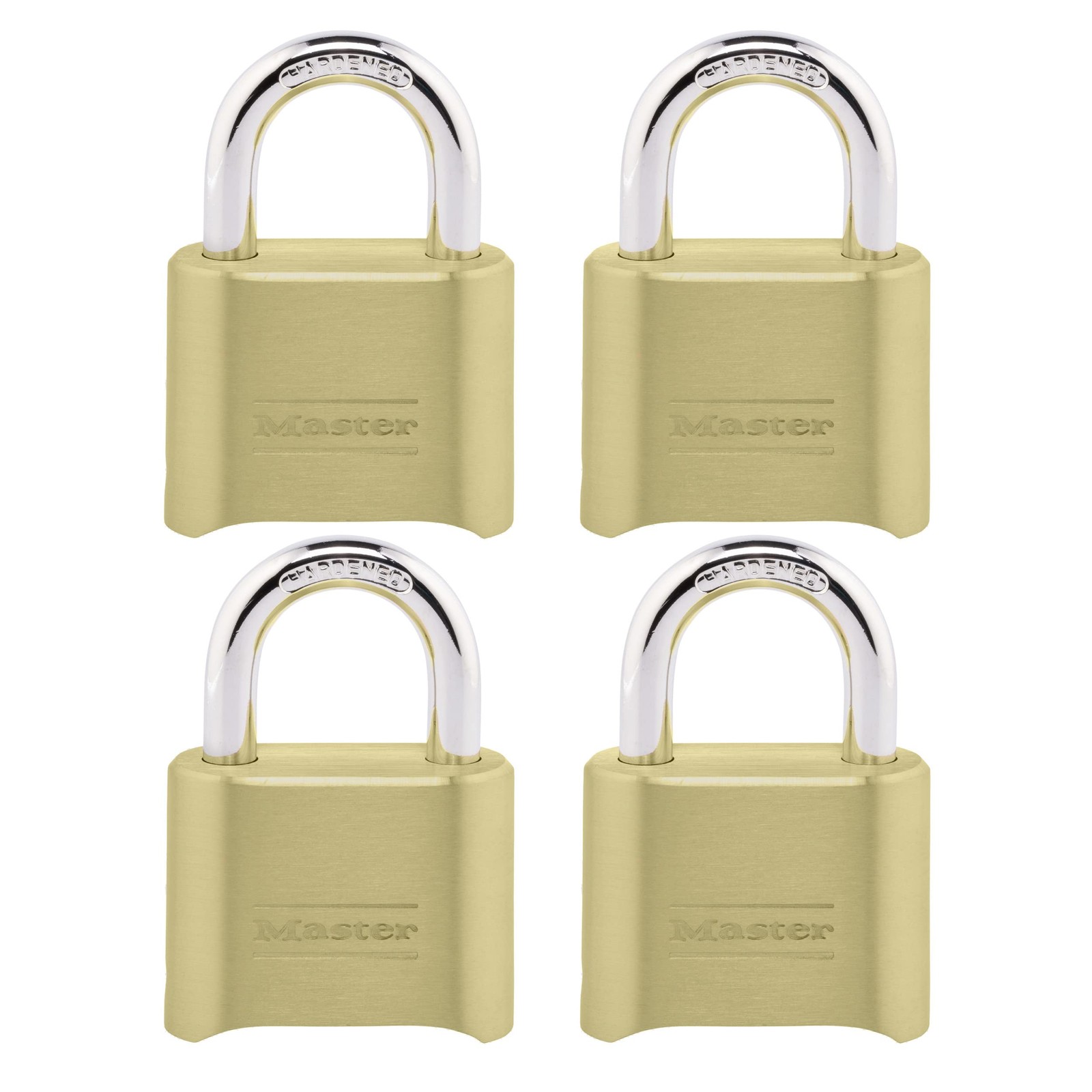 Master Lock Gold Combination Padlock, Gate for Outdoor 4 Pack,