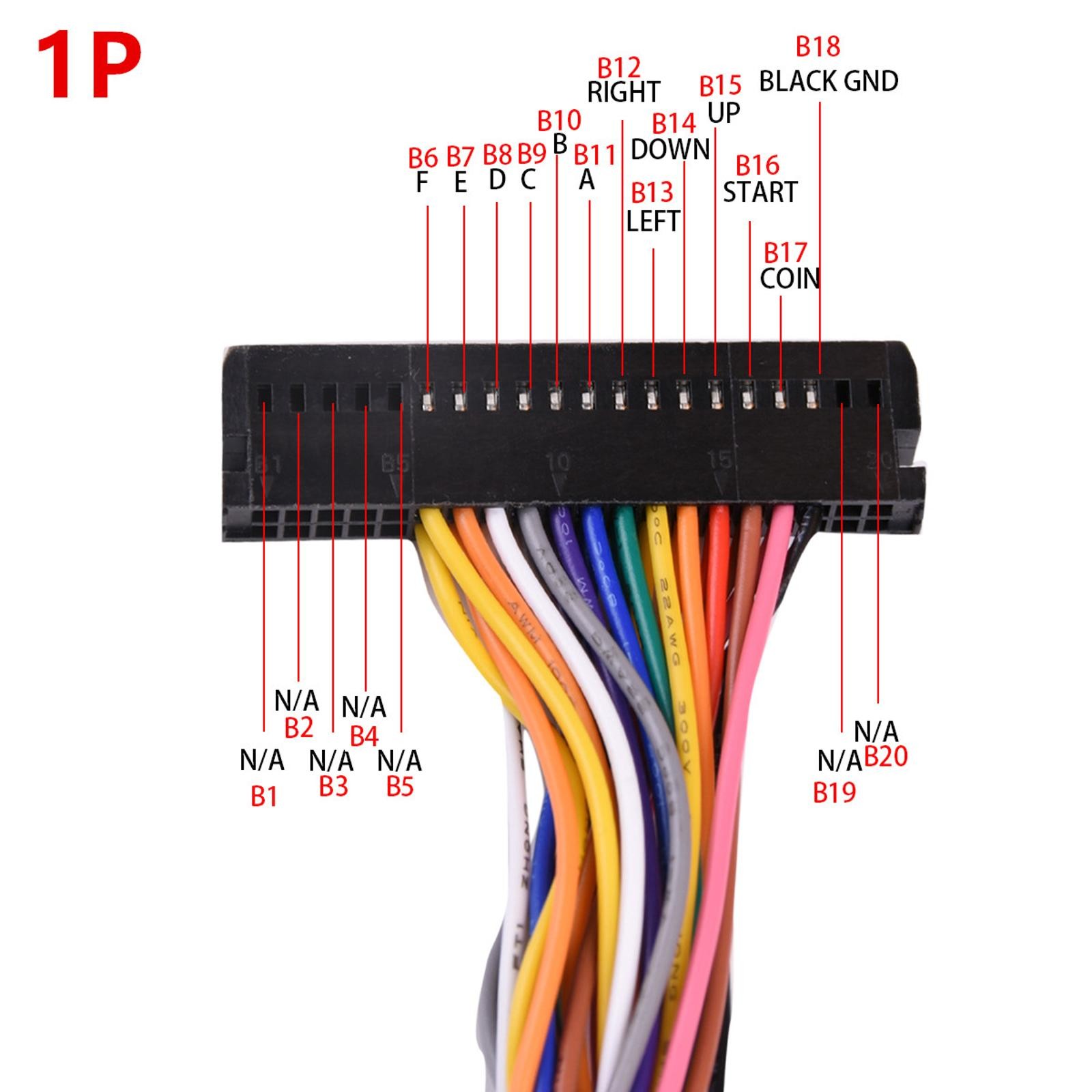 Arcade Console Board Machine Harness Wiring Cable 20-pin 2 players Arcade Part e