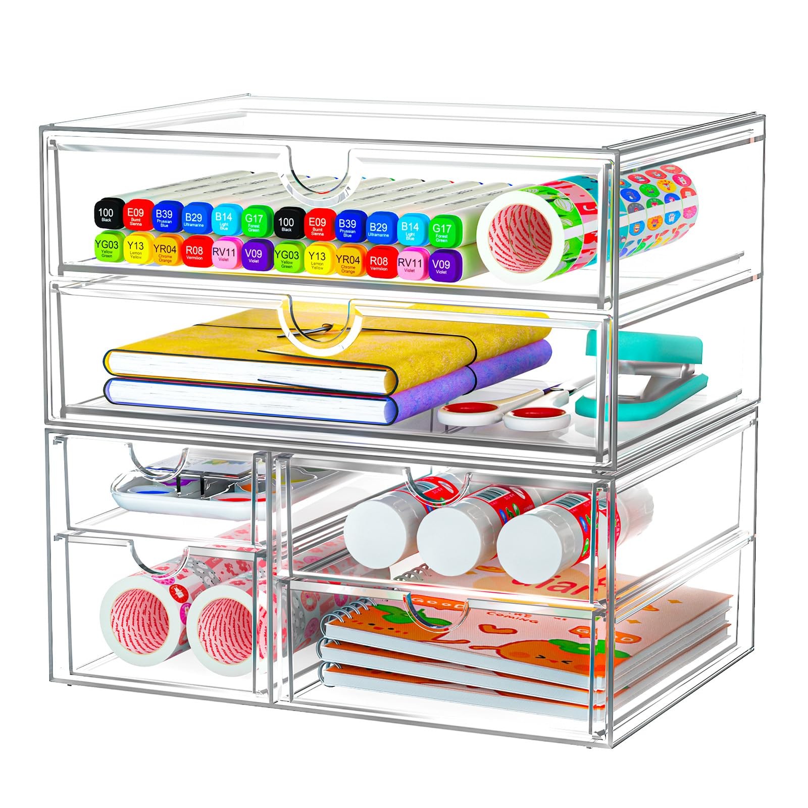 ARSTPEOE Acrylic Organizer with 6 Drawers, Bathroom Counter Organizer, Makeup...