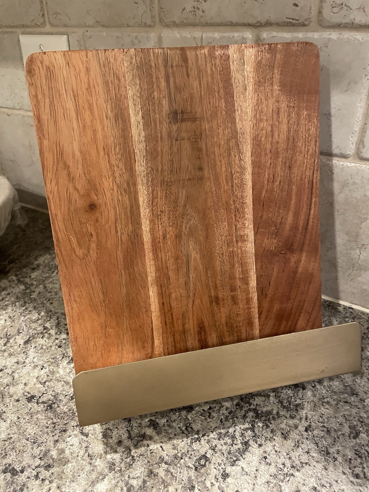 Wood and Brass Cookbook iPad/Tablet Stand 10 x 8 Inches Made In India