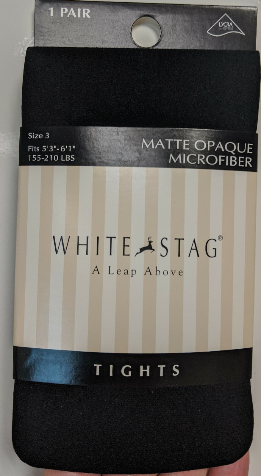 2 pr White Stag Opaque Microfiber Tights-Sizes 2, 3-Black and Red