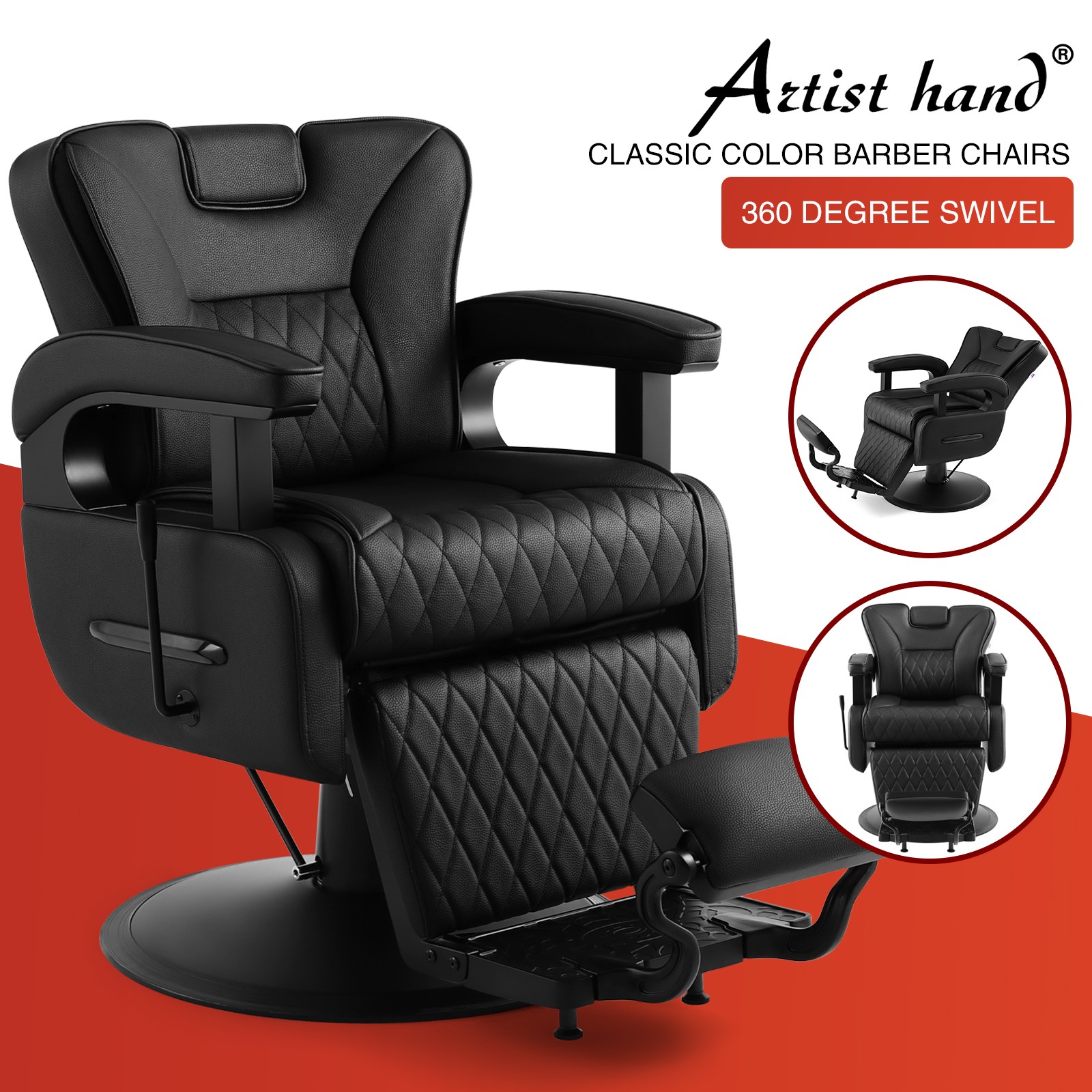 New Black Recline All Purpose Retro Hydraulic Barber Chair Heavy Duty Salon Spa
