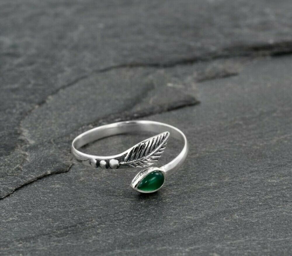 Green Onyx Gemstone Toe Ring 925 Sterling Silver Adjustable Toe Ring Womens Gift