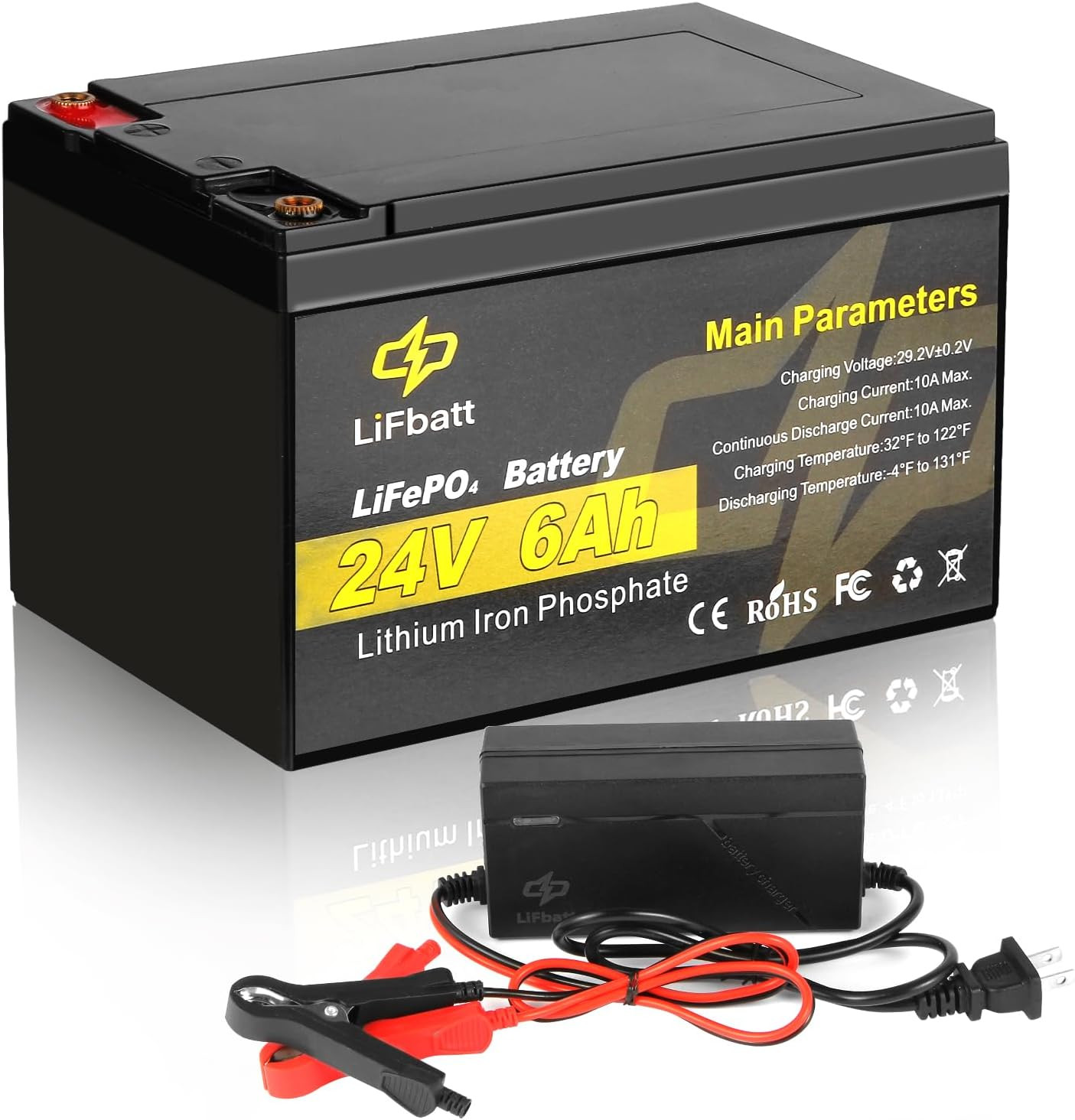 24V 6Ah Lifepo4 Battery Lithium Iron Phosphate Rechargeable Battery 4000+ Deep C