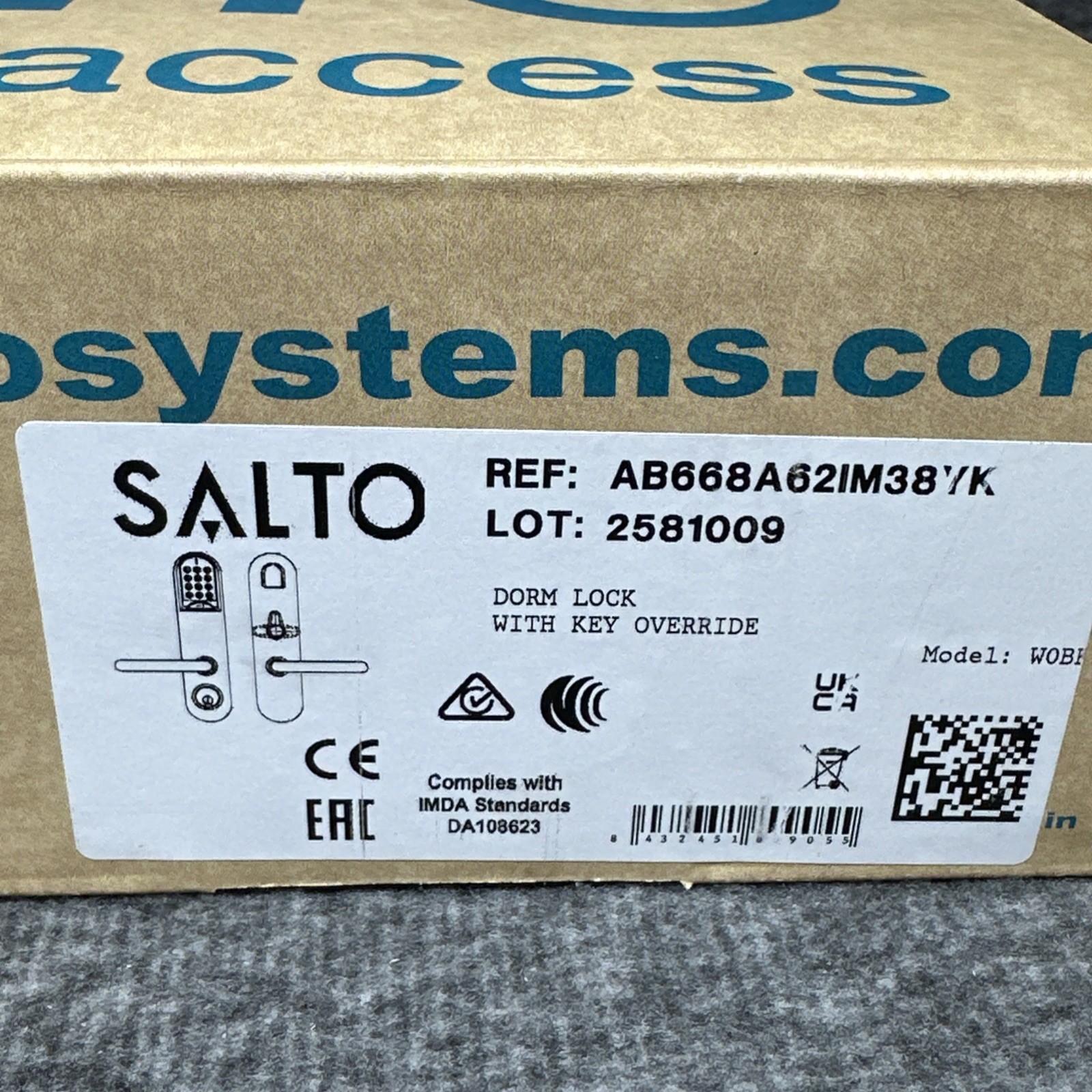 Salto XS4 KEYPAD Dorm Lock with Key Override Ai6xx W0BK AP668A62IM38YK NEW OPEN