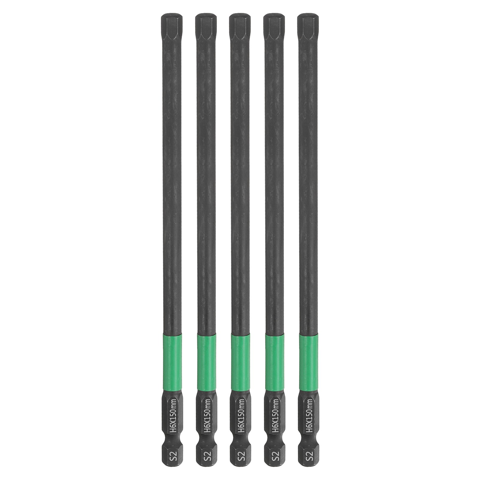 5pcs H6 Flat Hex Screwdriver Bit 6mm Tip 1/4" Shank 6" Long Black Phosphate