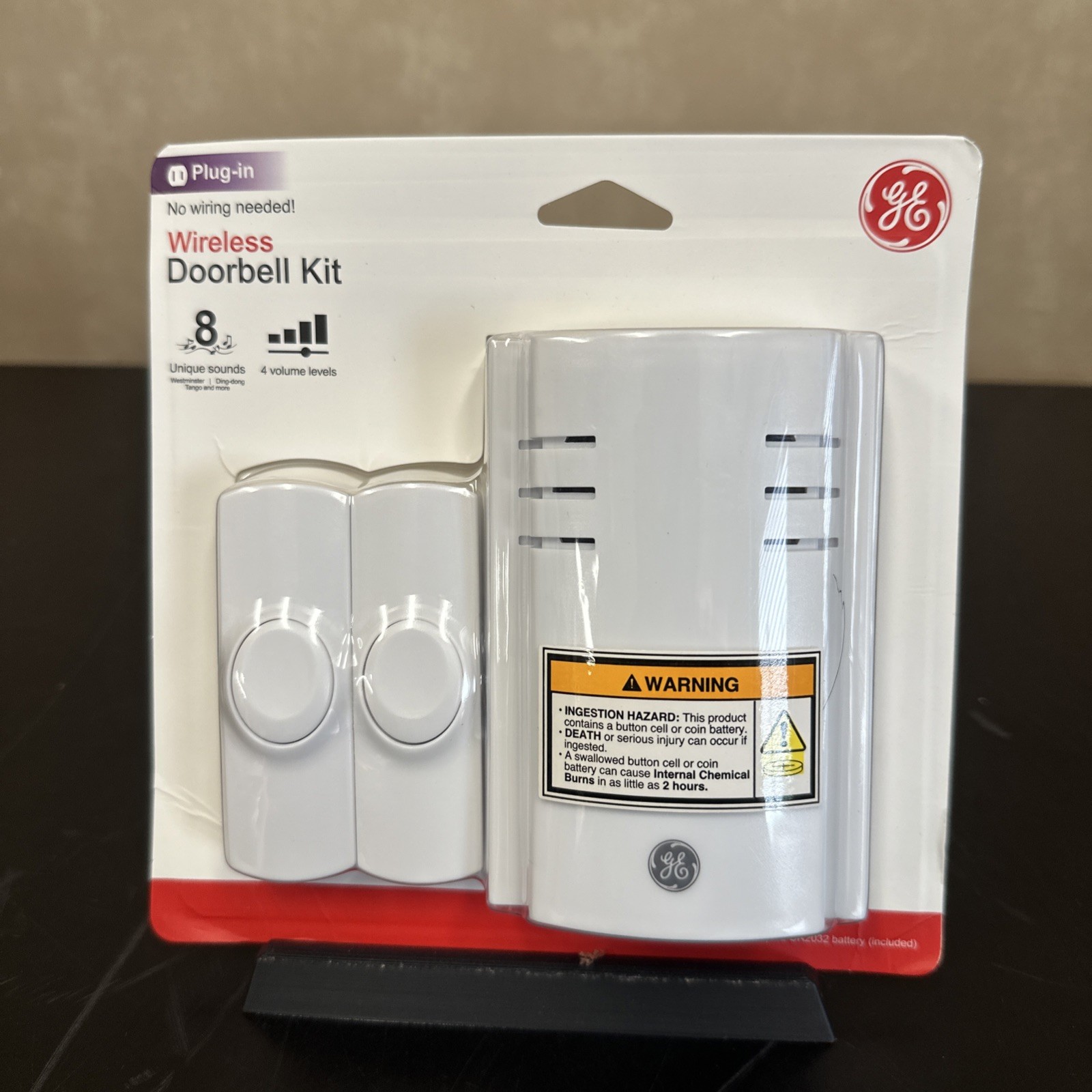 Ge 19300 Wireless Kit Plugin Receiver 2 Push Buttons Door Bell 8 Melodies Chime