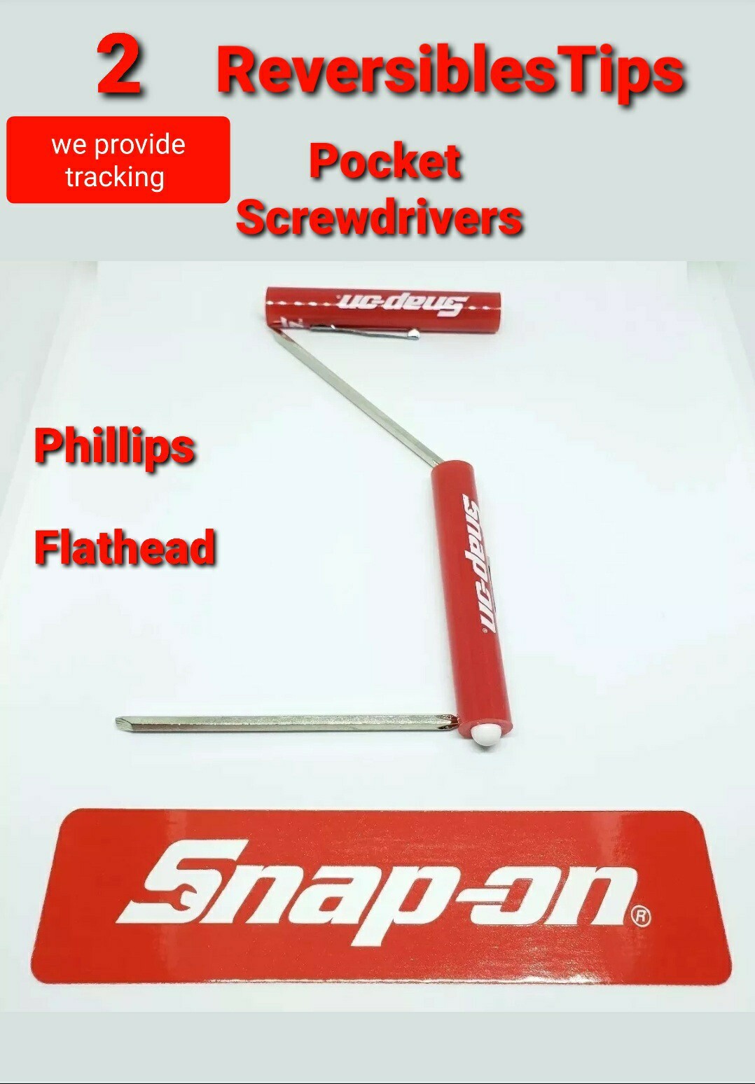 2X Snap on tools pocket screwdriver with flat and Phillips Reversible tip NEW!!!