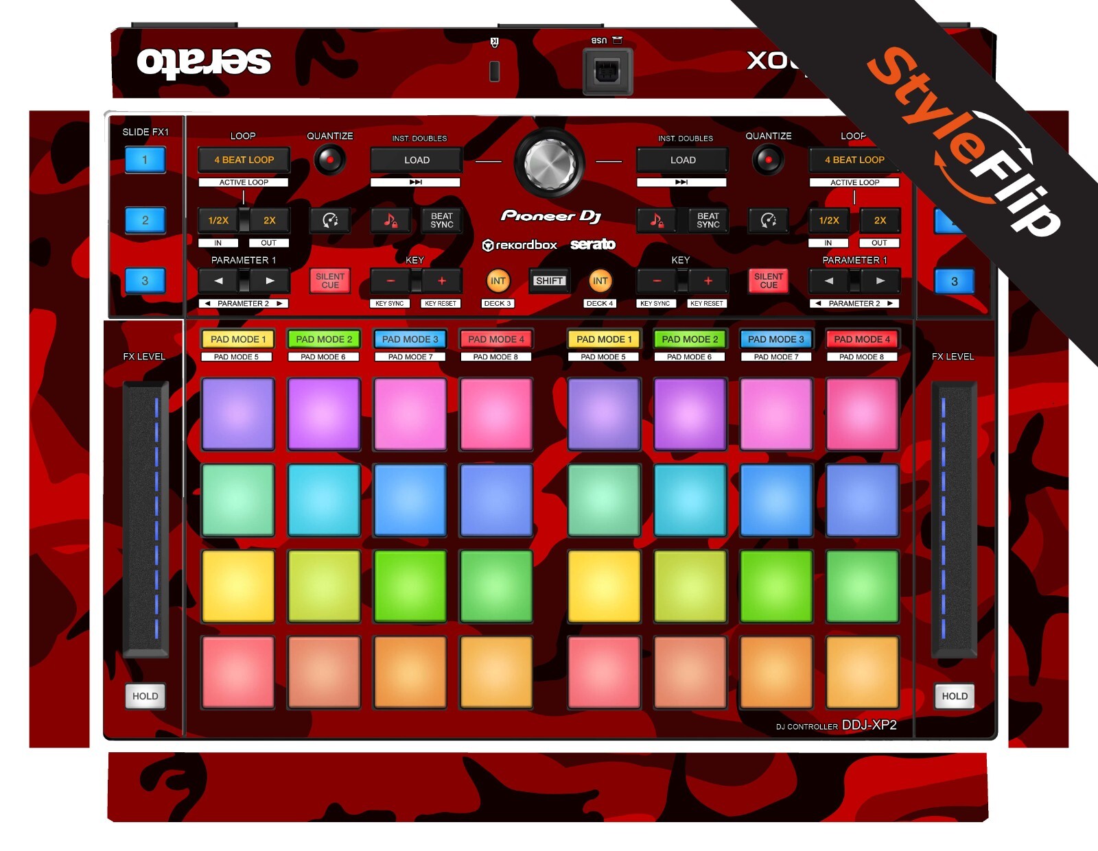 Pioneer DDJ-XP2 | Red Camo | Protective Decal | StyleFlip Skins