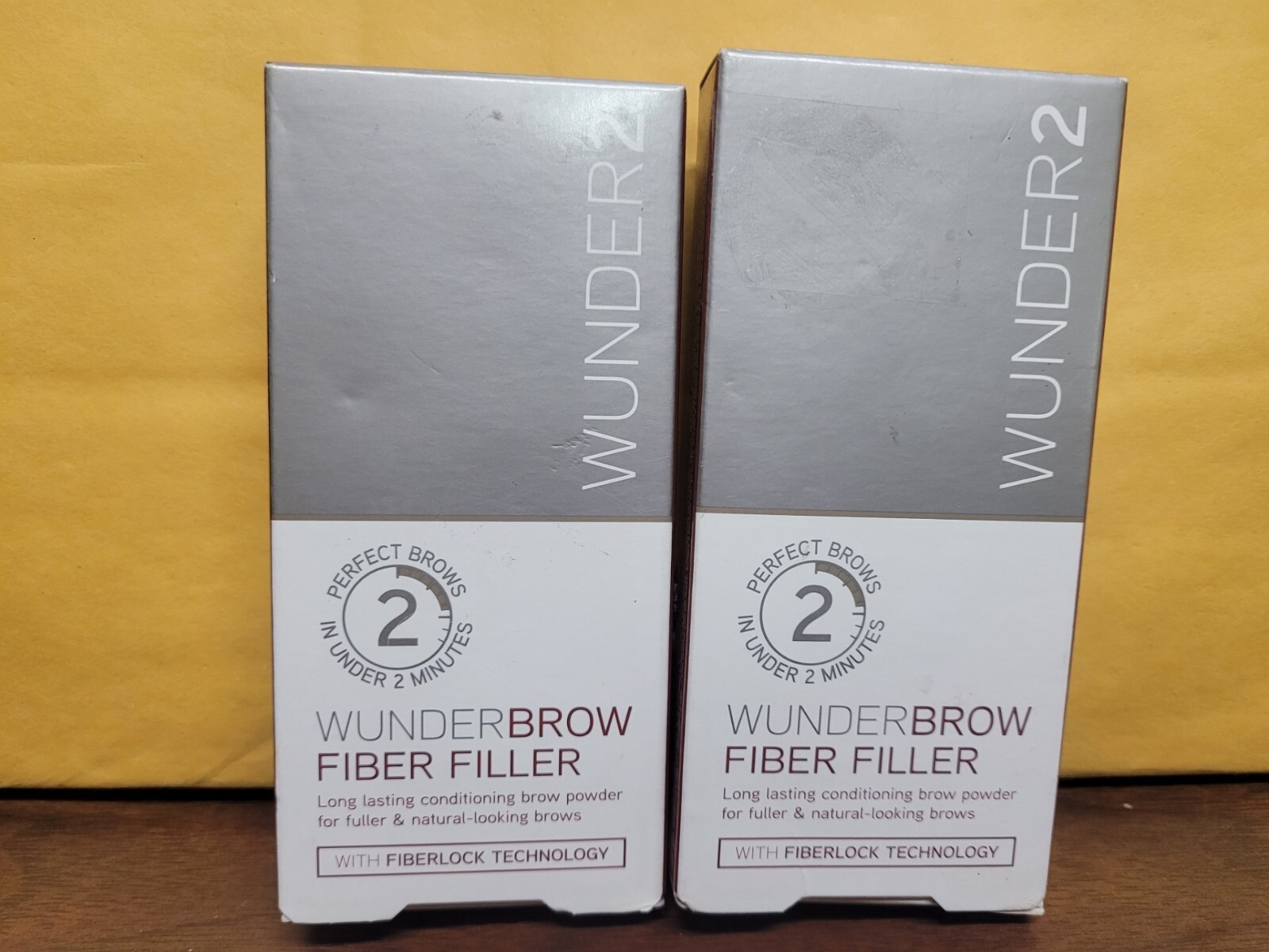 2--WUNDER 2 WUNDER BROW FIBER FILLER AUBURN BROW POWDER 0.07 OZ -NIB