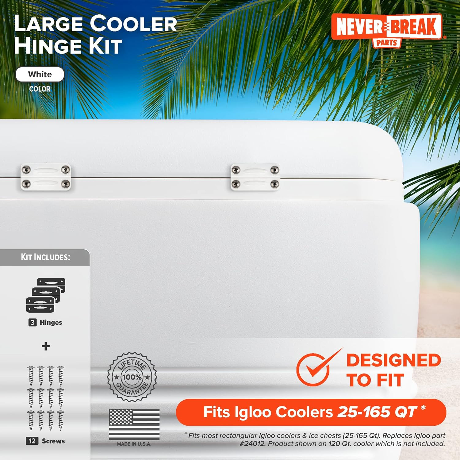 Neverbreak Parts - 3 Pack Igloo Cooler Replacement Hinges, High Strength Igloo C