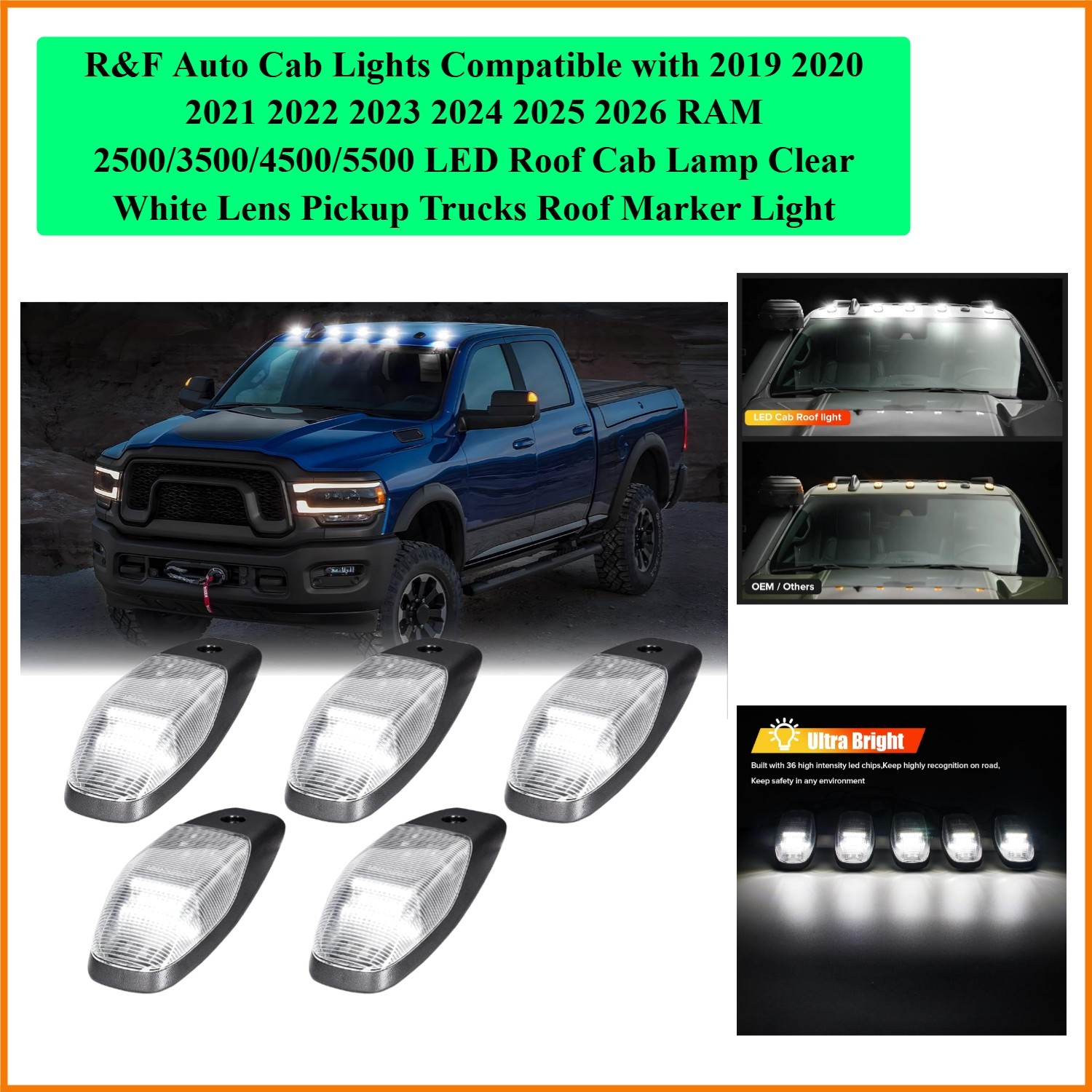 Cab Lights Compatible with 2019 2020 2021 2022 2023 2024 2025 2026 RAM 2500/3...