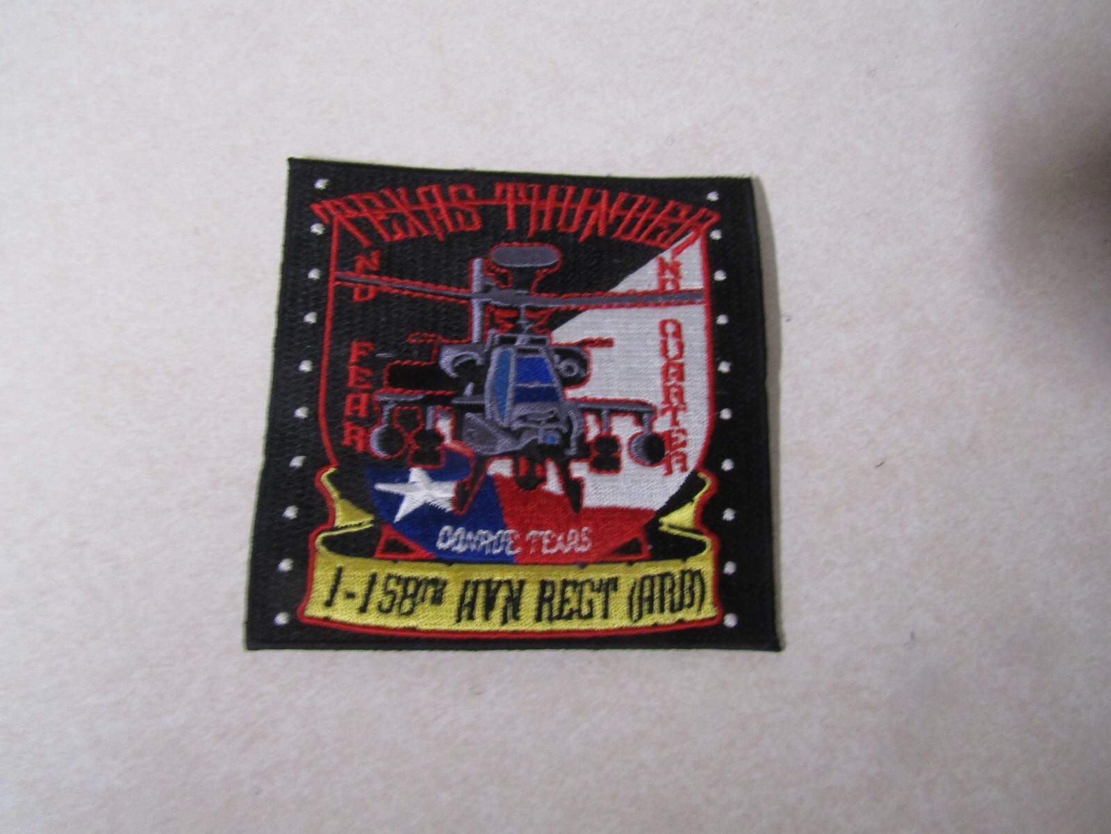 MILITARY PATCH SEW ON 1-158TH AVIATION REGIMENT AIRBORNE TEXAS THUNDER NO FEAR